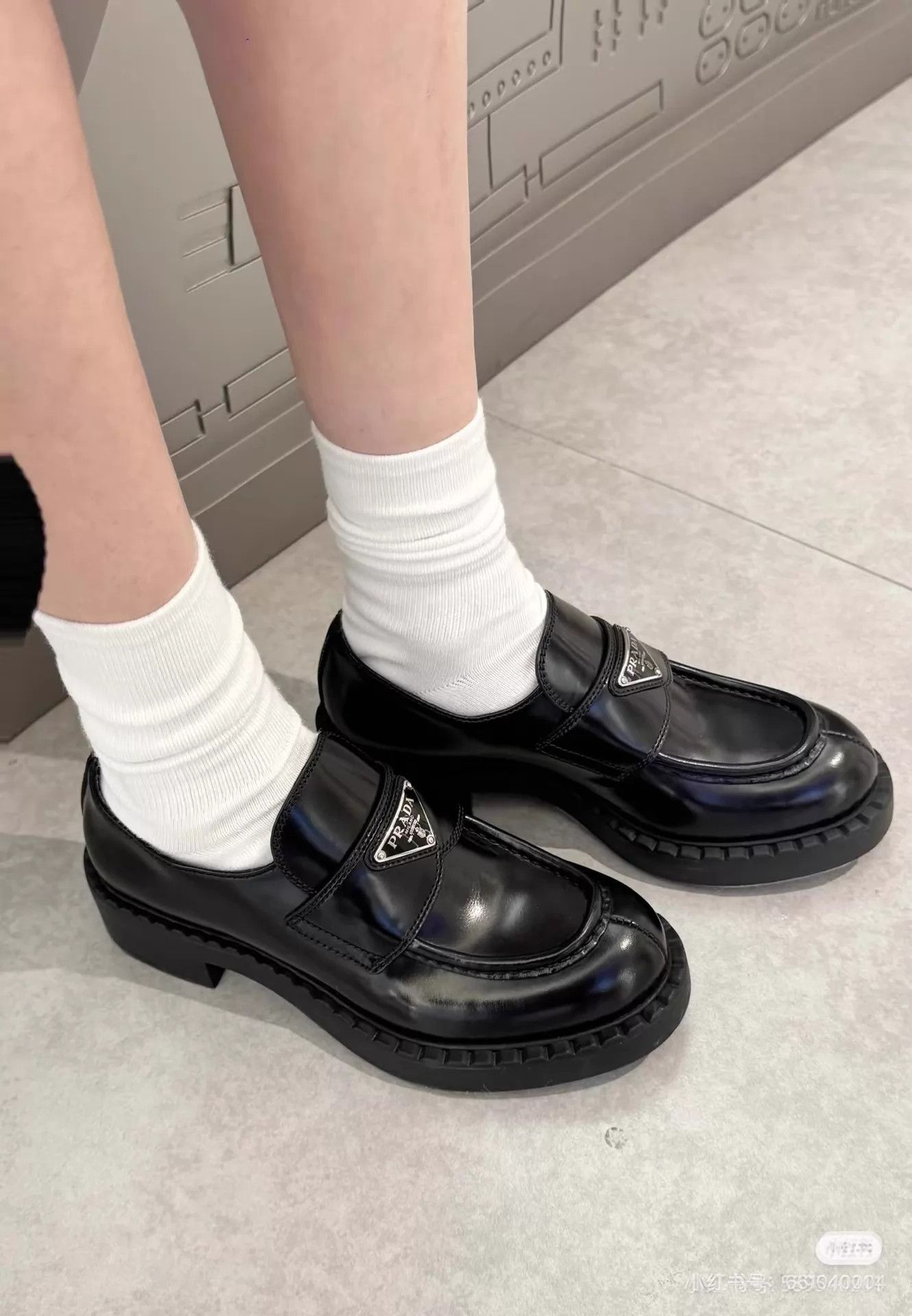 Prada PRADA Women's Calfskin Loafer w/ Polished Metal Badge EU37 Size US 6.5 / IT 36.5 - 7 Thumbnail