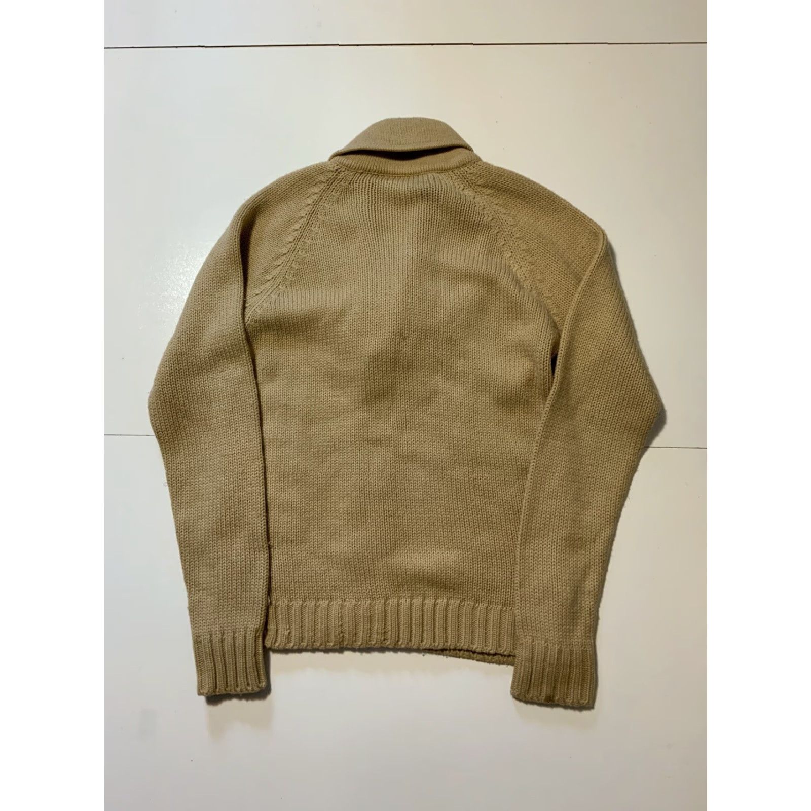 Vintage VINTAGE Brad Whitney Tan Cableknit Acrylic Knit Cardigan Sweater Sz. M 1970s Mens Boys? (no gender unnecessary) Size US M / EU 48-50 / 2 - 2 Thumbnail