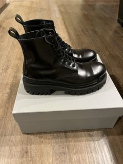 Balenciaga Tiaga Leather Boots in Black for Men