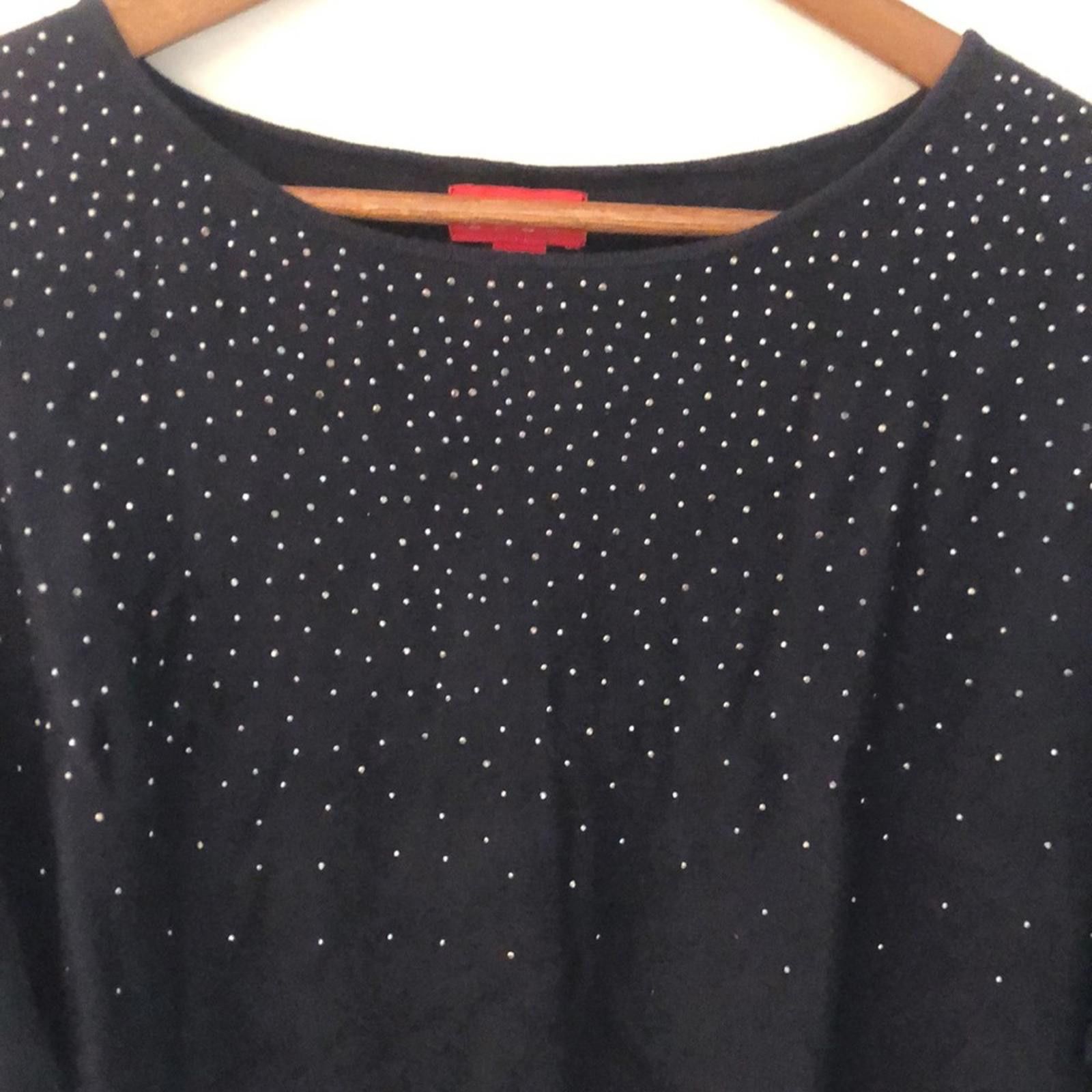 Ellesse Elle Black rhinestone sweater scoop neck cropsleeves small Size S / US 4 / IT 40 - 2 Thumbnail