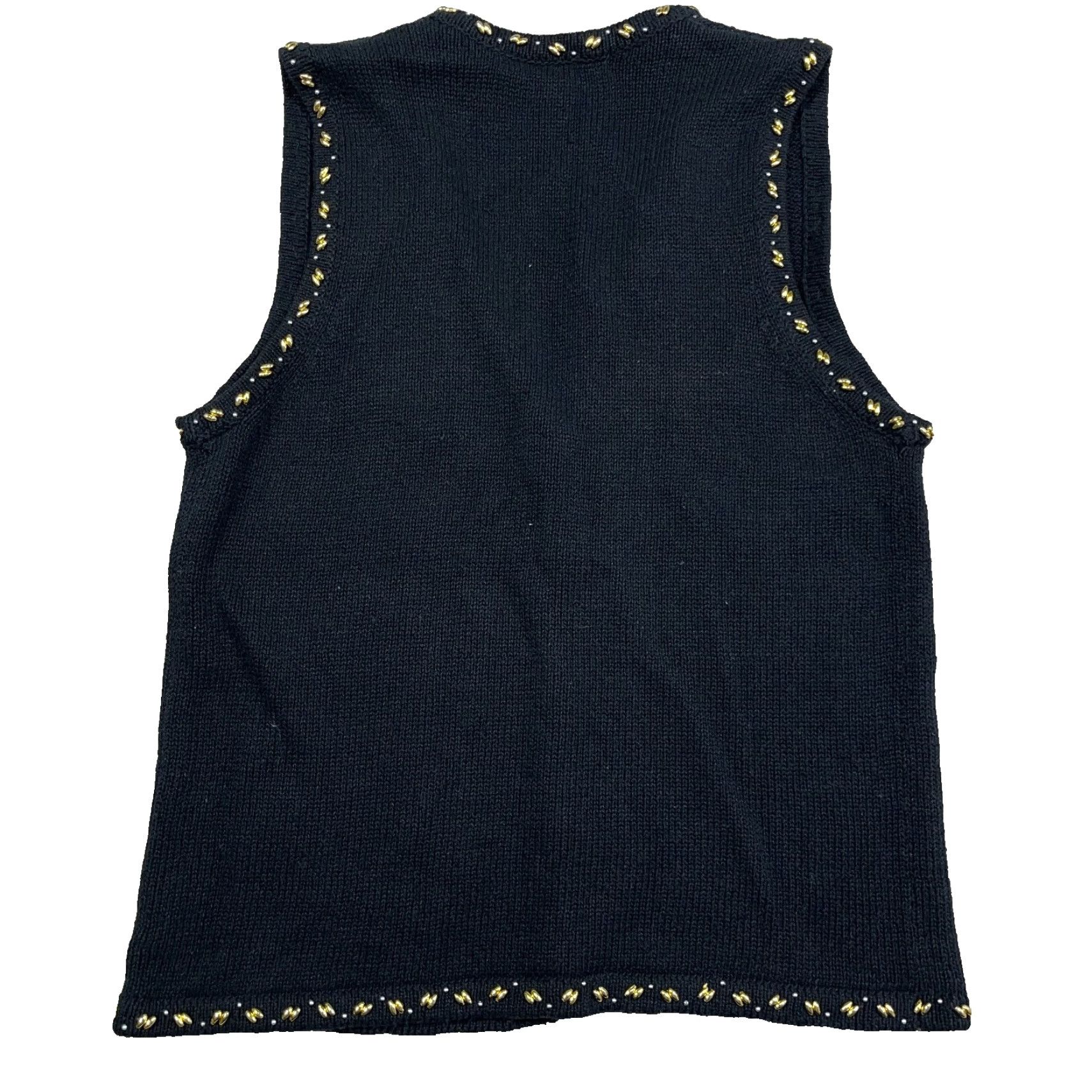 Vintage VINTAGE Claudia D Sweater Vest Women M Black Christmas 90s Beads Embroidered Logo Knit Heavyweight Vest Mens Womens Size M / US 6-8 / IT 42-44 - 2 Thumbnail