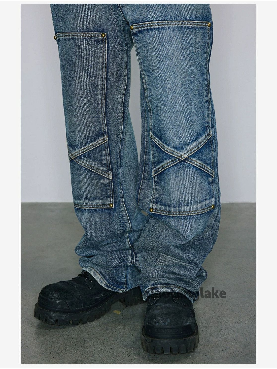 Jean × Vintage washed faded loose baggy carpenter workwear jeans Size US 36 / EU 52 - 3 Thumbnail