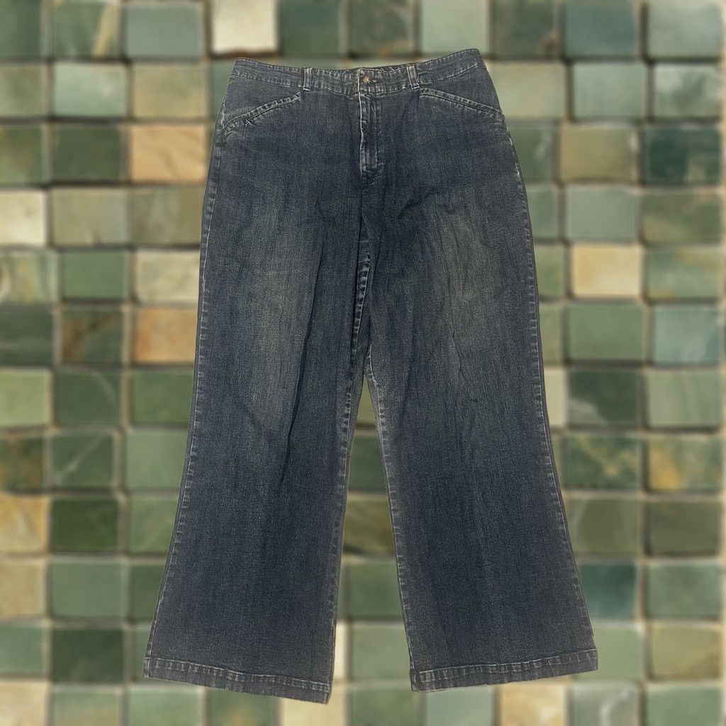 Vintage VINTAGE Sailor Denim Jeans 33x30 70s 80s Workwear Straight Wide Leg Blue Talon Size US 33 - 1 Thumbnail