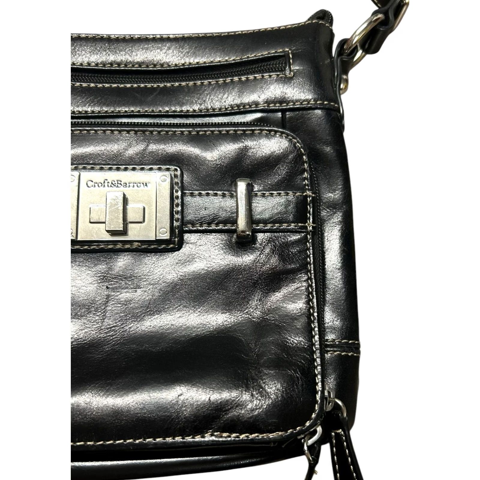 Croft & Barrow Croft & Barrow Black Leather Crossbody Purse Womens Shoulder Handbag Size ONE SIZE - 3 Thumbnail