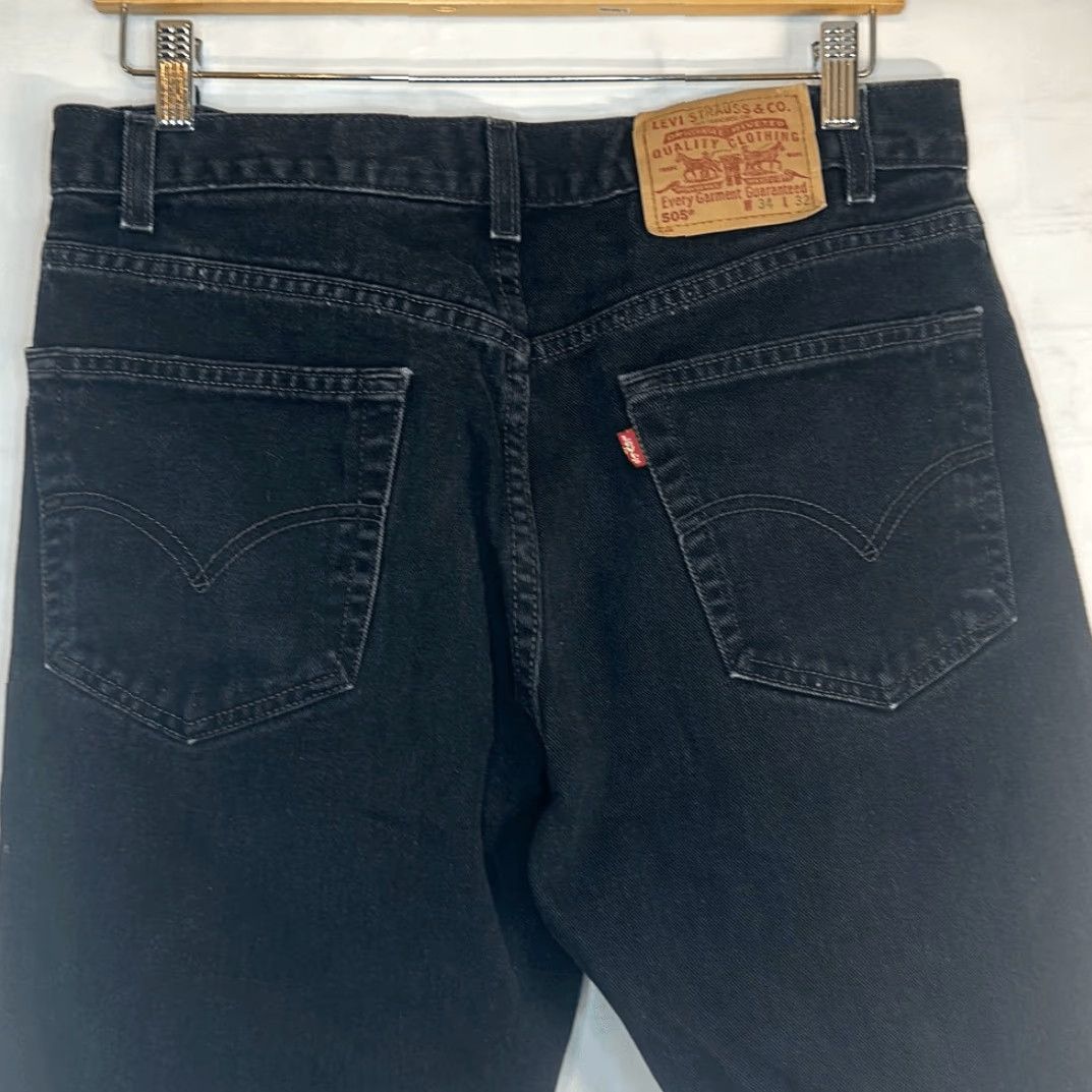 Levi's Levi’s 505 Mens Black Jeans Straight Regular Fit 34x32 100% Cotton Jeans Men Black Straight Leg 34 Mens Size US 34 / EU 50 - 7 Thumbnail