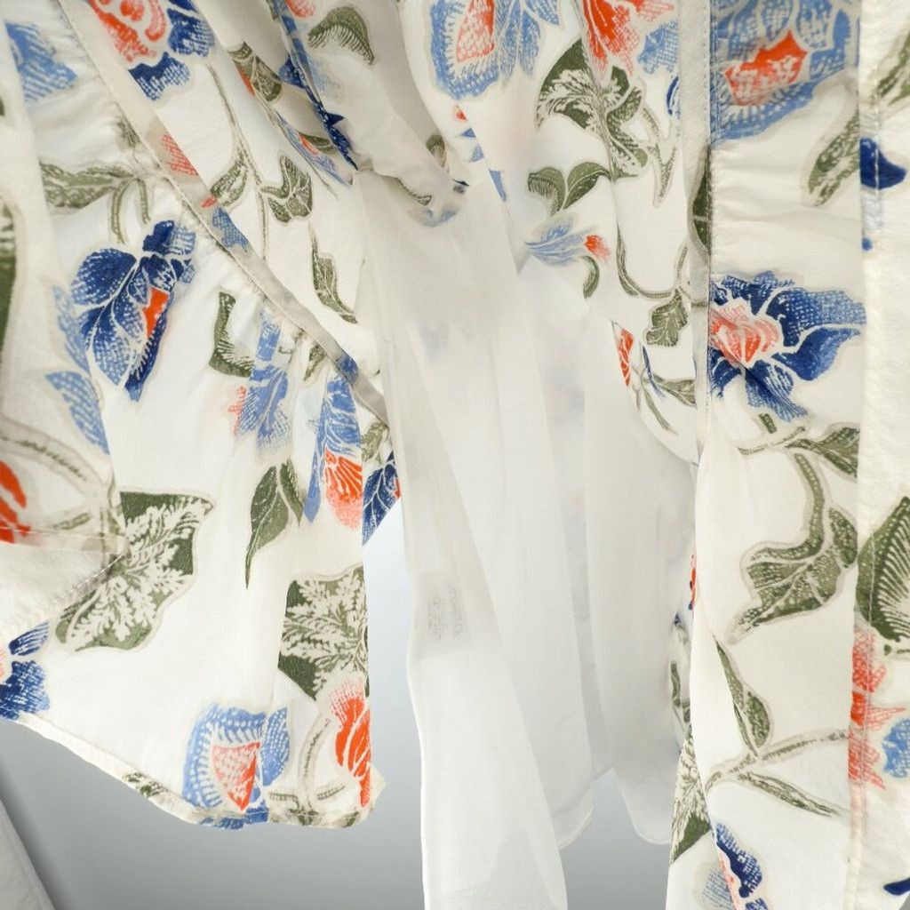 Joie JOIE Derwen Floral Ruffle Hem White Summer Boho Top Size S Size XS / US 0-2 / IT 36-38 - 8 Thumbnail
