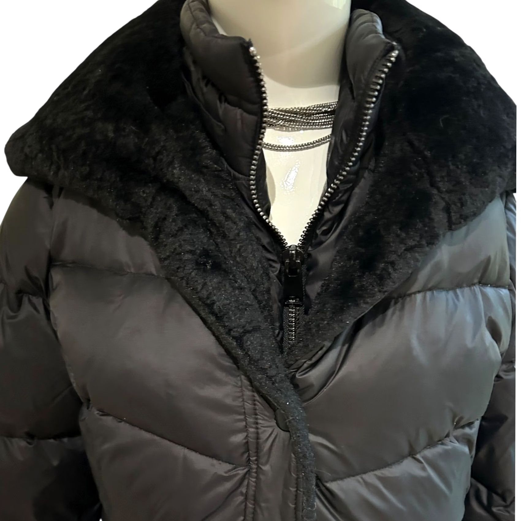 Essentials Luxe Essentials Denim LED Jacket Women Small Black Duck Down Zip Button Winter Warm Parka Size S / US 4 / IT 40 - 2 Thumbnail