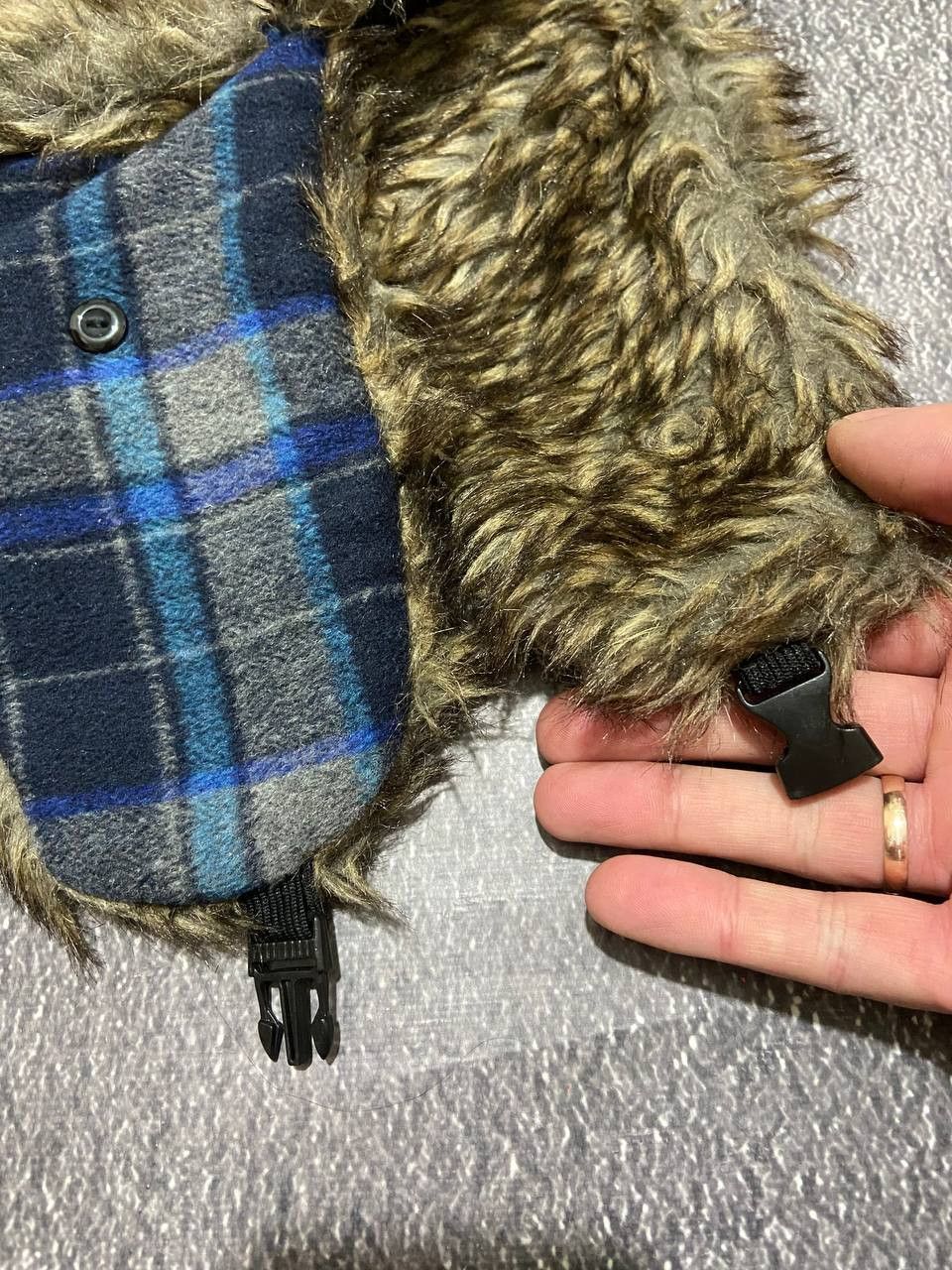 Outdoor Voices vintage fur hat with earflaps in check Size ONE SIZE - 2 Thumbnail