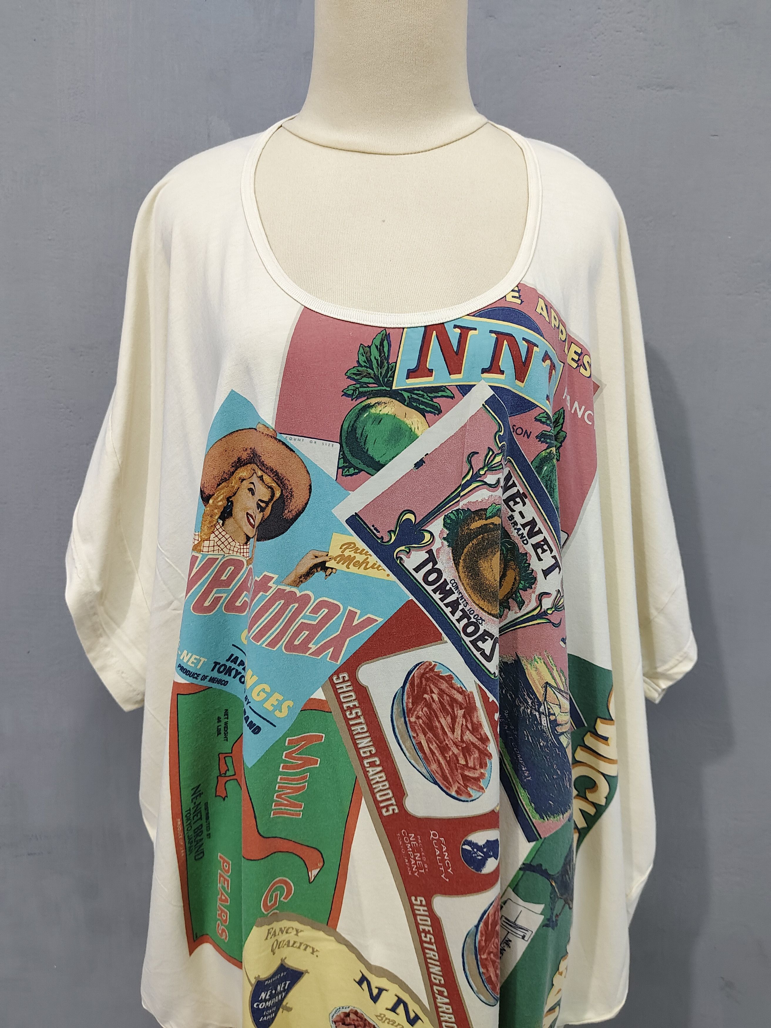Ne-Net Ne-Net 🇯🇵 Oversized Dolman Sleeve Retro Food Label Collage Size L / US 10 / IT 46 - 2 Thumbnail