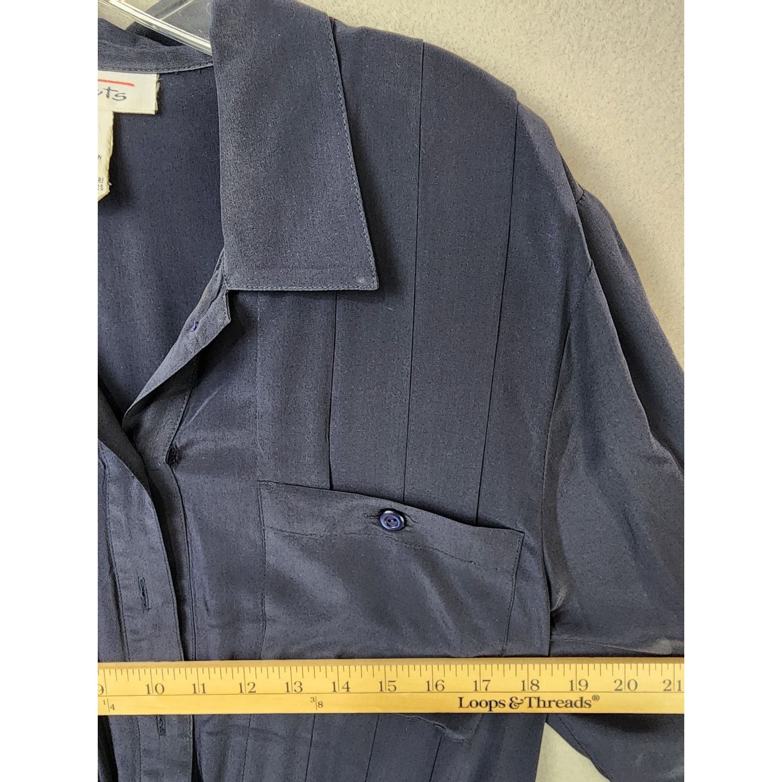 Other Talbots 100% Silk Navy Shirt Dress Size 10 Collared Button Size L / US 10 / IT 46 - 6 Thumbnail