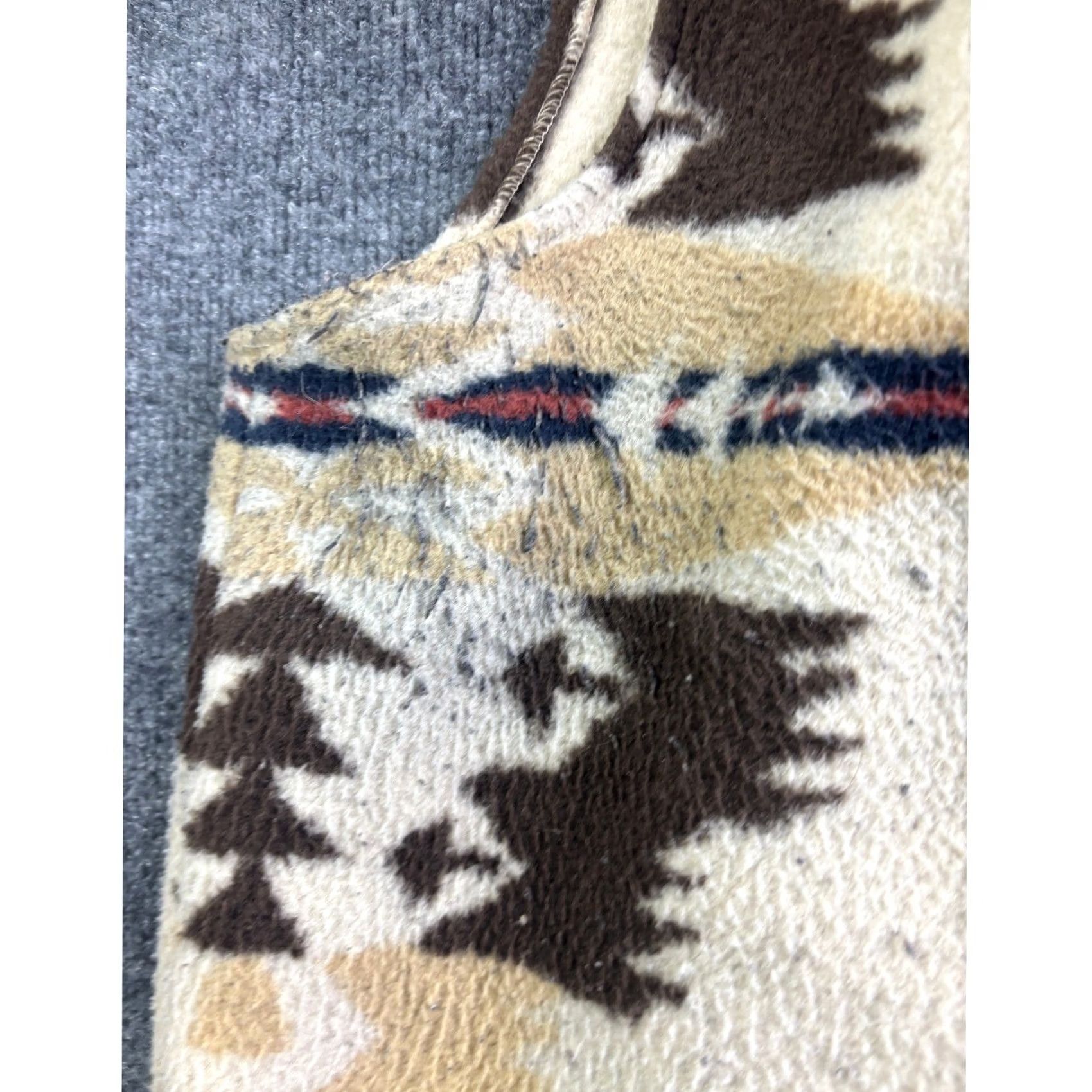 Vintage Tasha Polizzi Vest Womens M Tan Southwestern Fleece Hooded Fur Trim Open Front Geometric Bohemian Jacket/Coat Length Mid-Length Casual Summer? Size M / US 6-8 / IT 42-44 - 5 Thumbnail