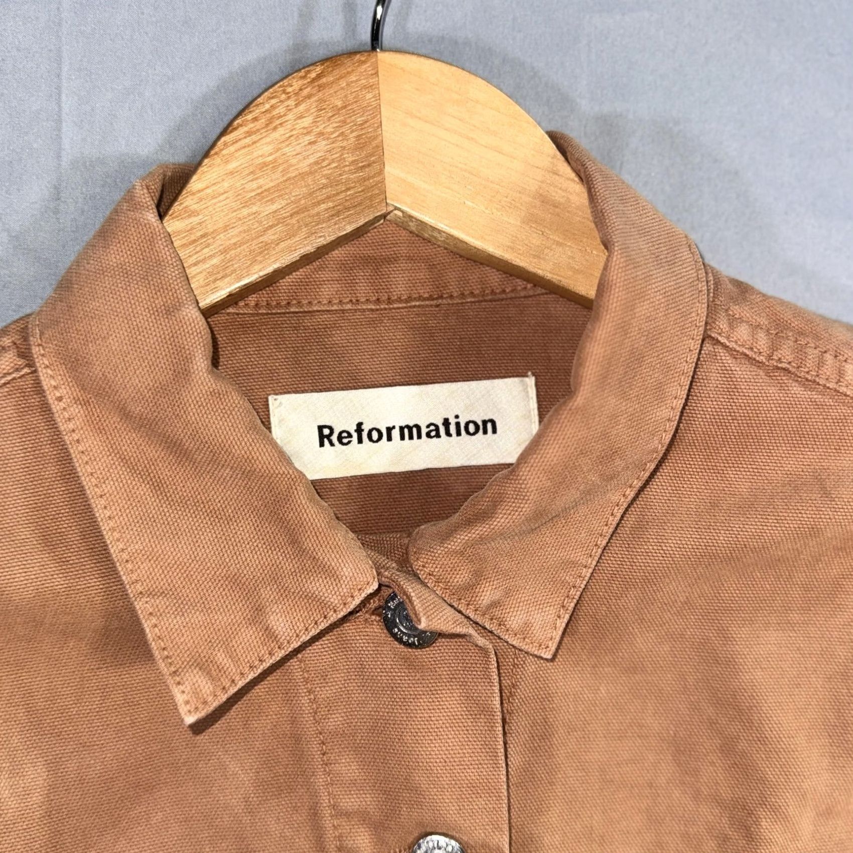 Reformation Reformation Jacket Womens XS Brown Twill Trucker Button Front Cropped Ford Jacket Short Sleeve Size XS / US 0-2 / IT 36-38 - 4 Thumbnail