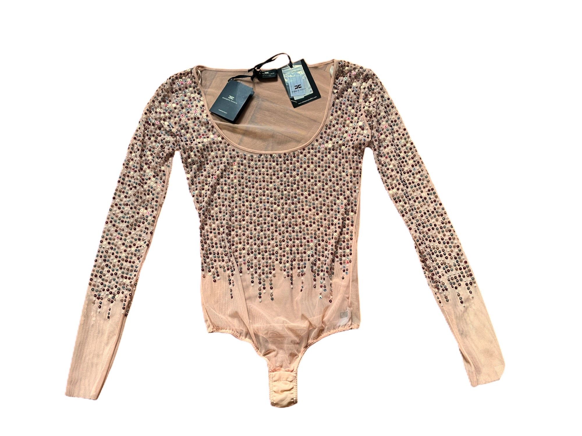 Elisabetta Franchi Embroidered party bodysuit in nude color Size S / US 4 / IT 40 - 3 Thumbnail