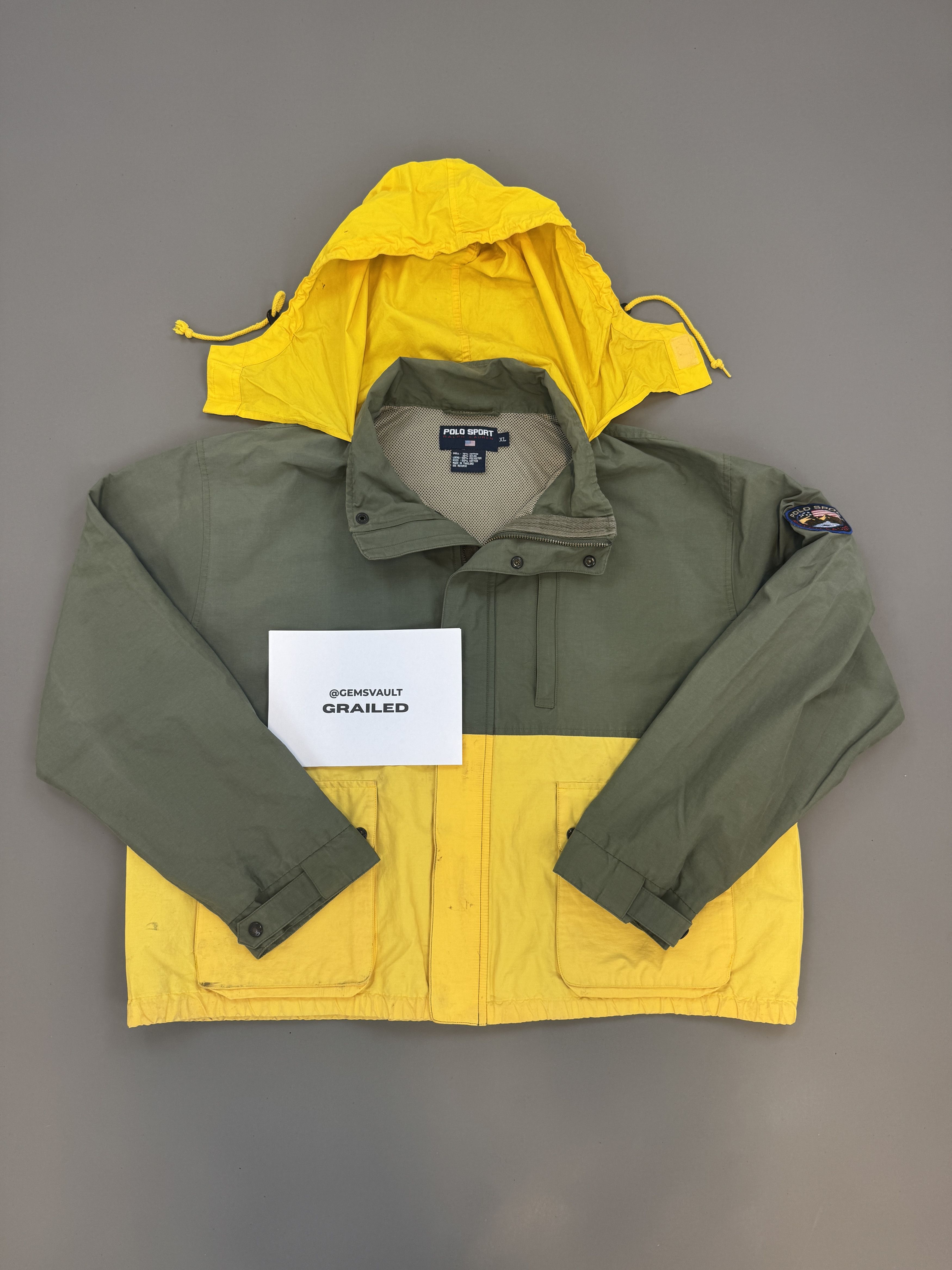 Ralph Lauren Sport Vintage Polo Sport Olive & Yellow Windbreaker Size US XL / EU 56 / 4 - 9 Thumbnail