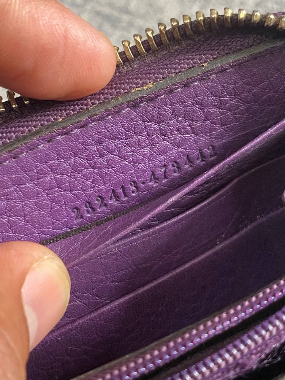 Gucci Gucci Soho GG Zip Around Leather Wallet Purple Size ONE SIZE - 15 Thumbnail