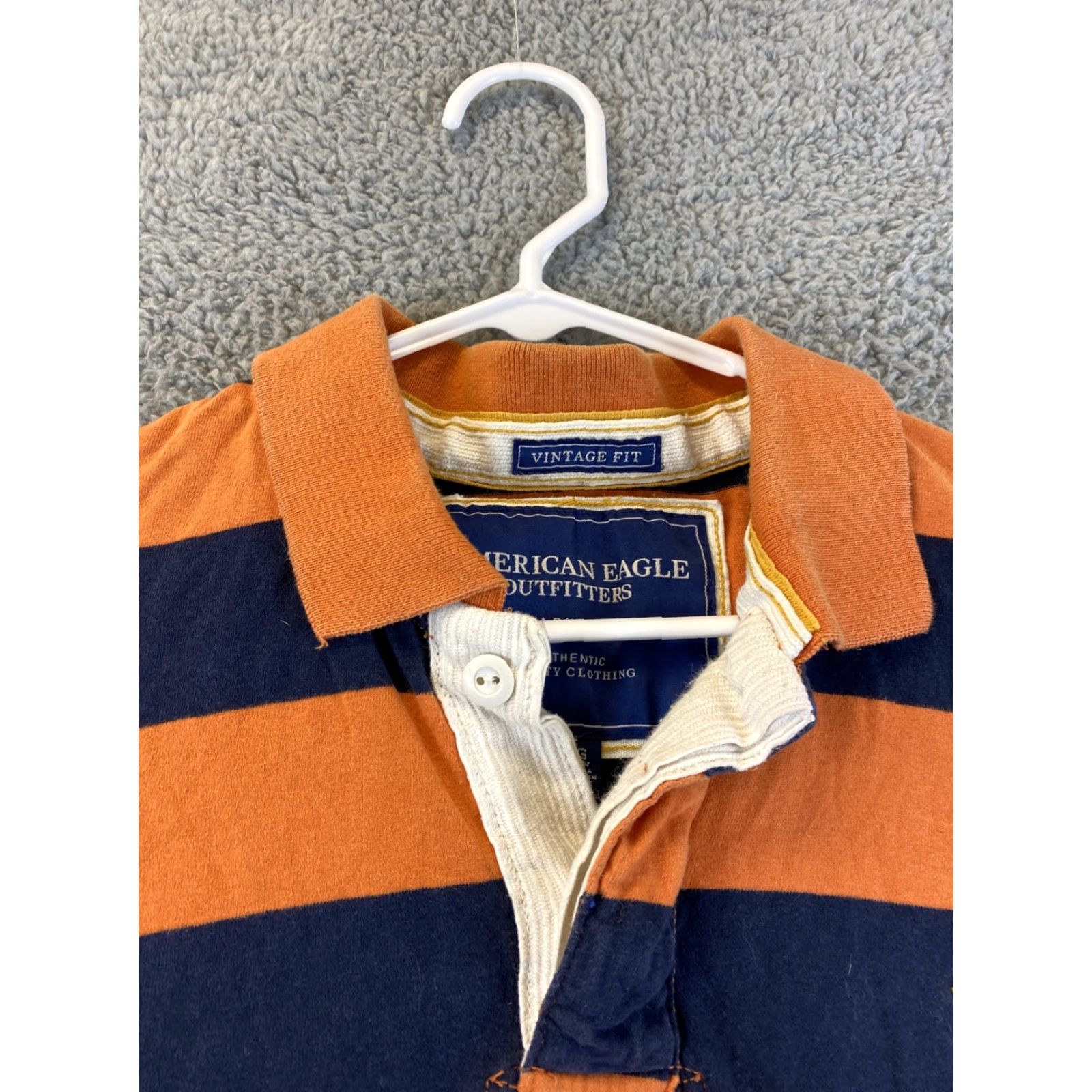 American Eagle Outfitters American Eagle Polo Shirt Men's L Short Sleeve Striped Logo Orange Mens Size US L / EU 52-54 / 3 - 4 Thumbnail