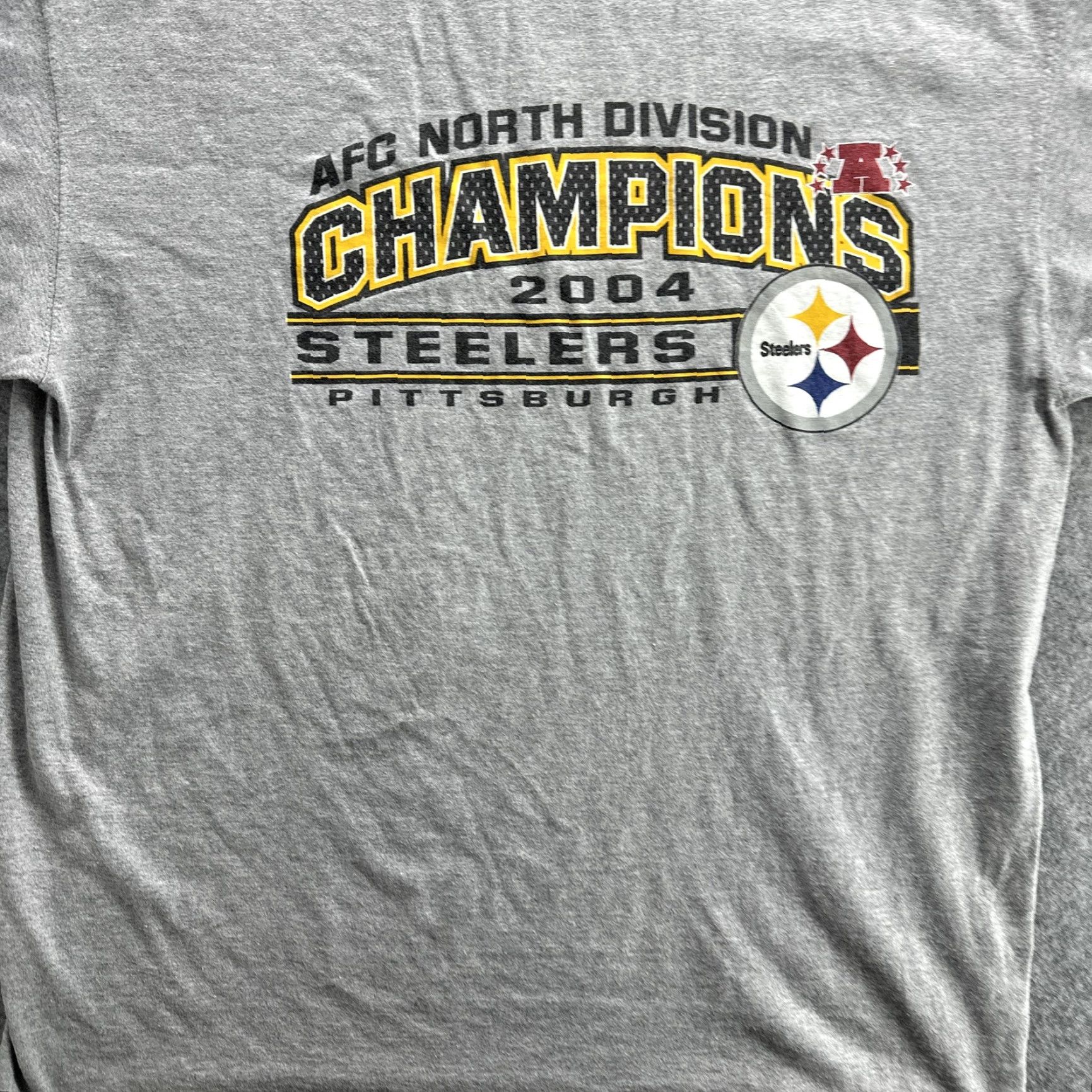 NFL VINTAGE Steelers Shirt Mens XL Gray 2004 AFC North Champions NFL Tee Size US XL / EU 56 / 4 - 4 Thumbnail