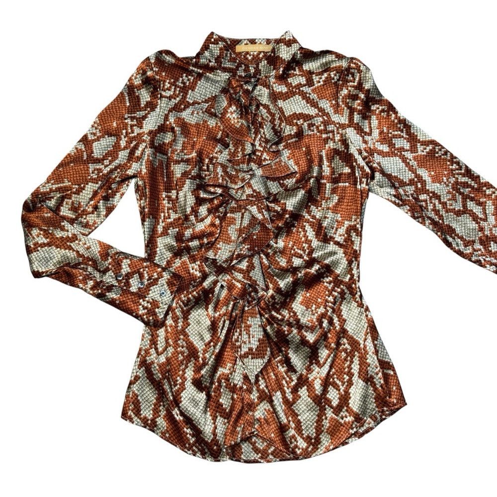 Other Gender Bias 100% Silk Snake Print Front Ruffle Blouse Size Size S / US 4 / IT 40 - 5 Thumbnail