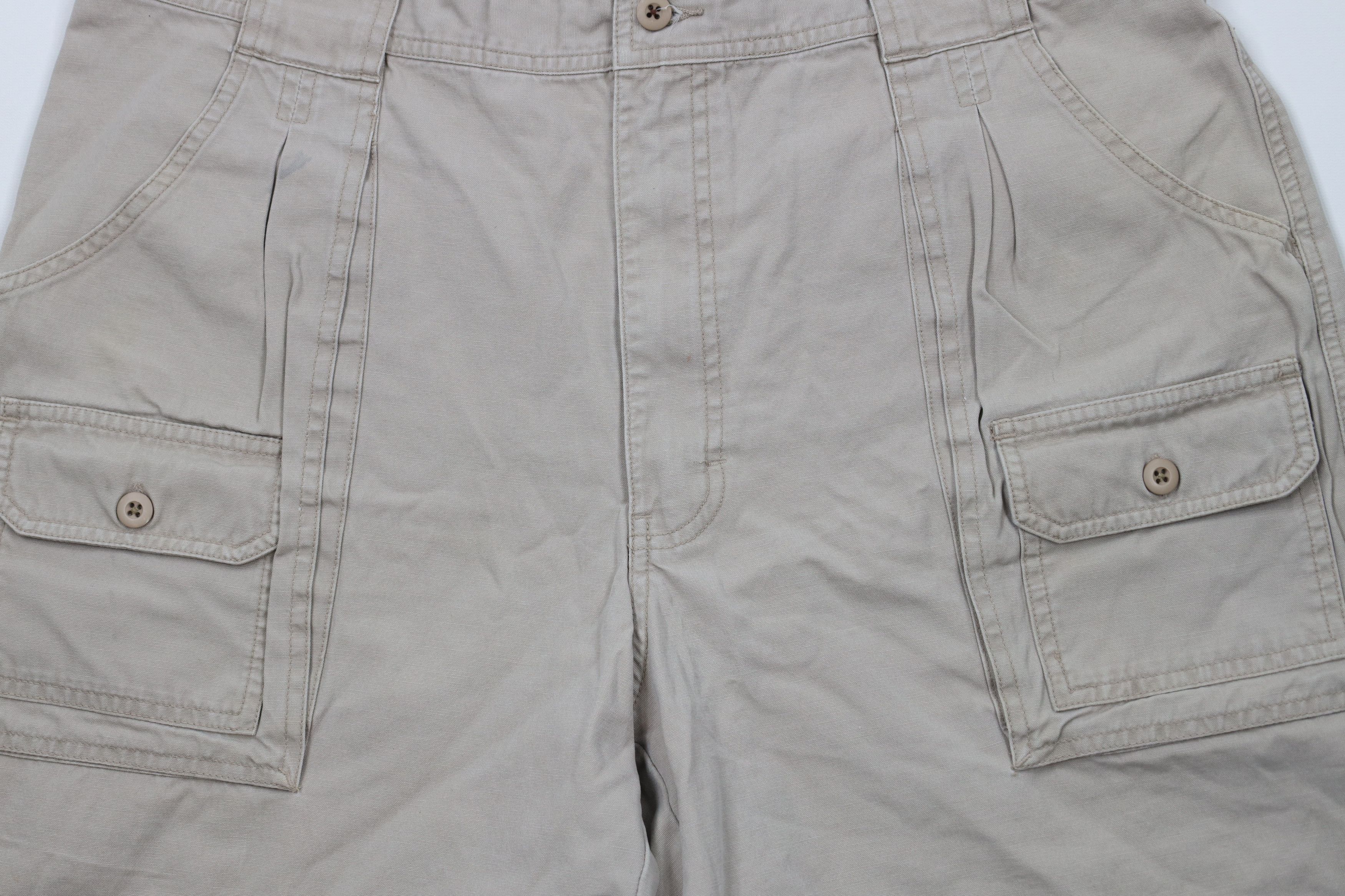 Cabelas × Vintage Vintage Cabelas Mens Above 7 Pocket Trail Cargo Shorts Beige Size US 38 / EU 54 - 3 Thumbnail