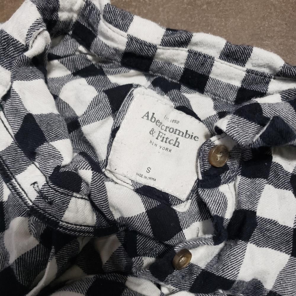 Abercrombie & Fitch Black White Checkered A&F Button Down Flannel Size S / US 4 / IT 40 - 3 Thumbnail