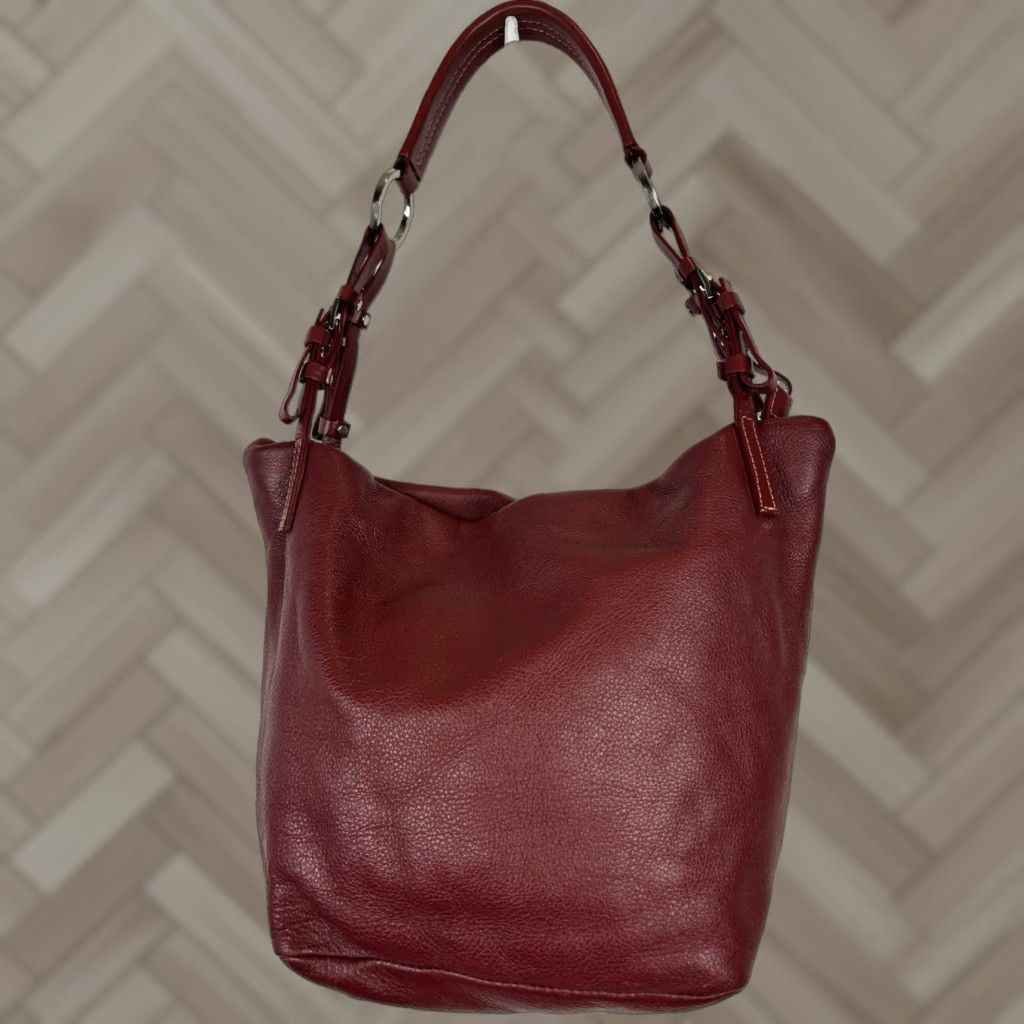 Vintage VINTAGE Wilsons Leather Hobo Bag Bucket Handbag Pebbled Red Y2K Purse Size ONE SIZE - 1 Thumbnail