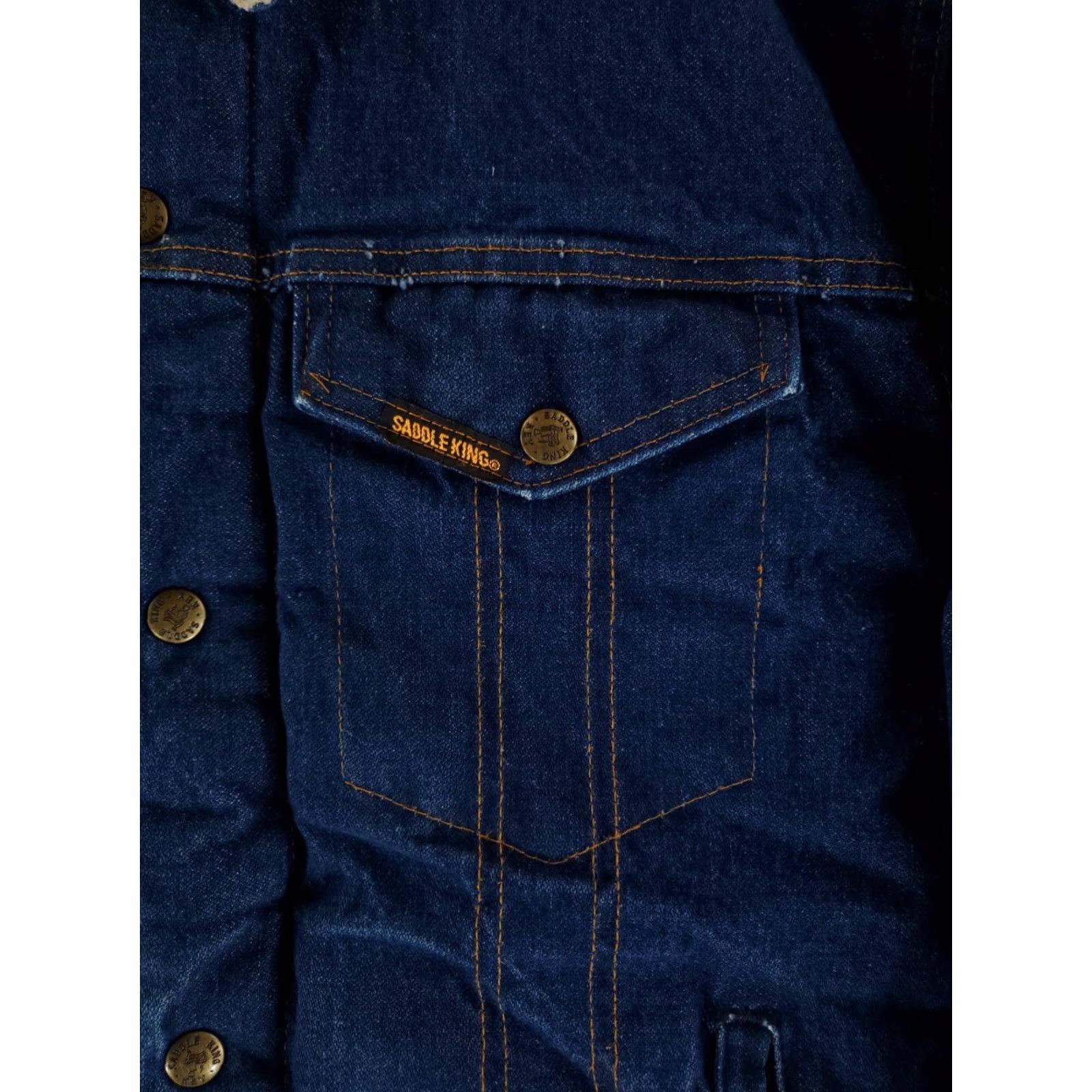 Vintage Saddle King Western Sherpa Lined Denim Trucker Jacket Corduroy Collar Mens L Jacket Size US L / EU 52-54 / 3 - 2 Thumbnail