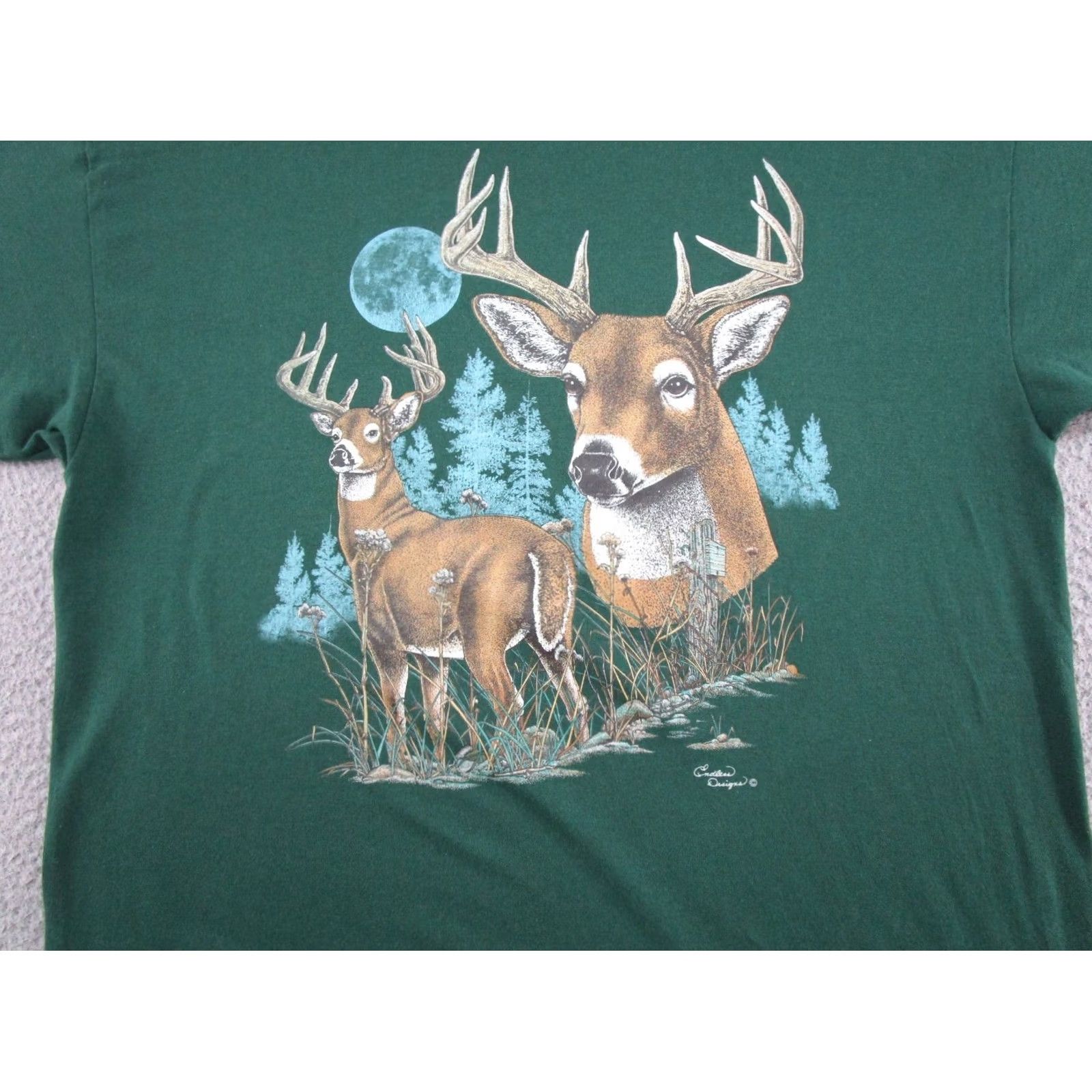 Endless Vintage Endless 2XL T-Shirt Men Graphic Print Crew Neck 90s Deer Buck Green Cotton Short Sleeve Shirt Size US XXL / EU 58 / 5 - 2 Thumbnail