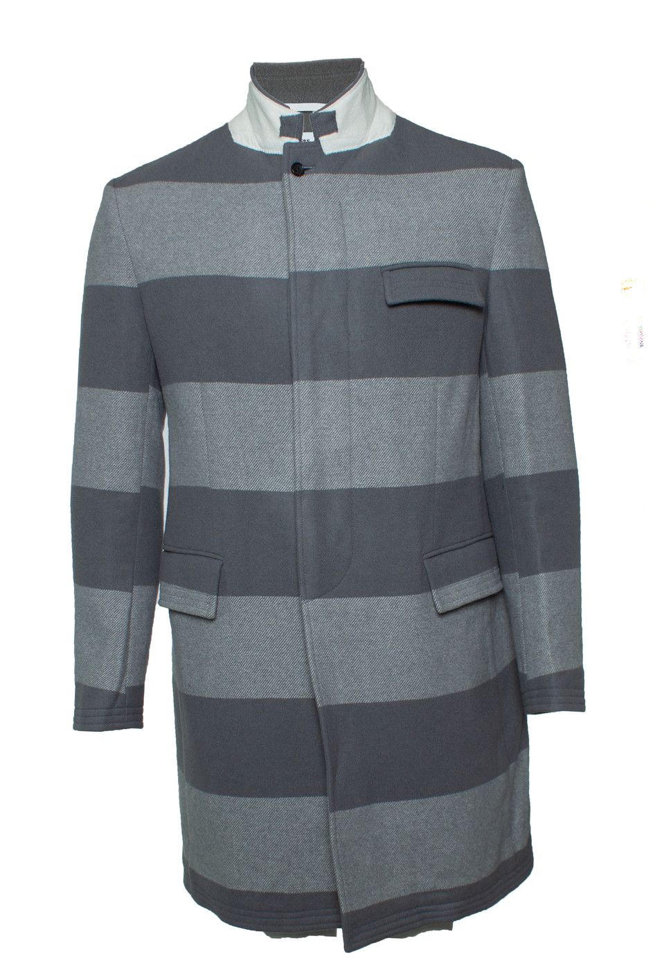 Thom Browne Thom Browne, striped wool coat in grey Size US L / EU 52-54 / 3 - 2 Thumbnail