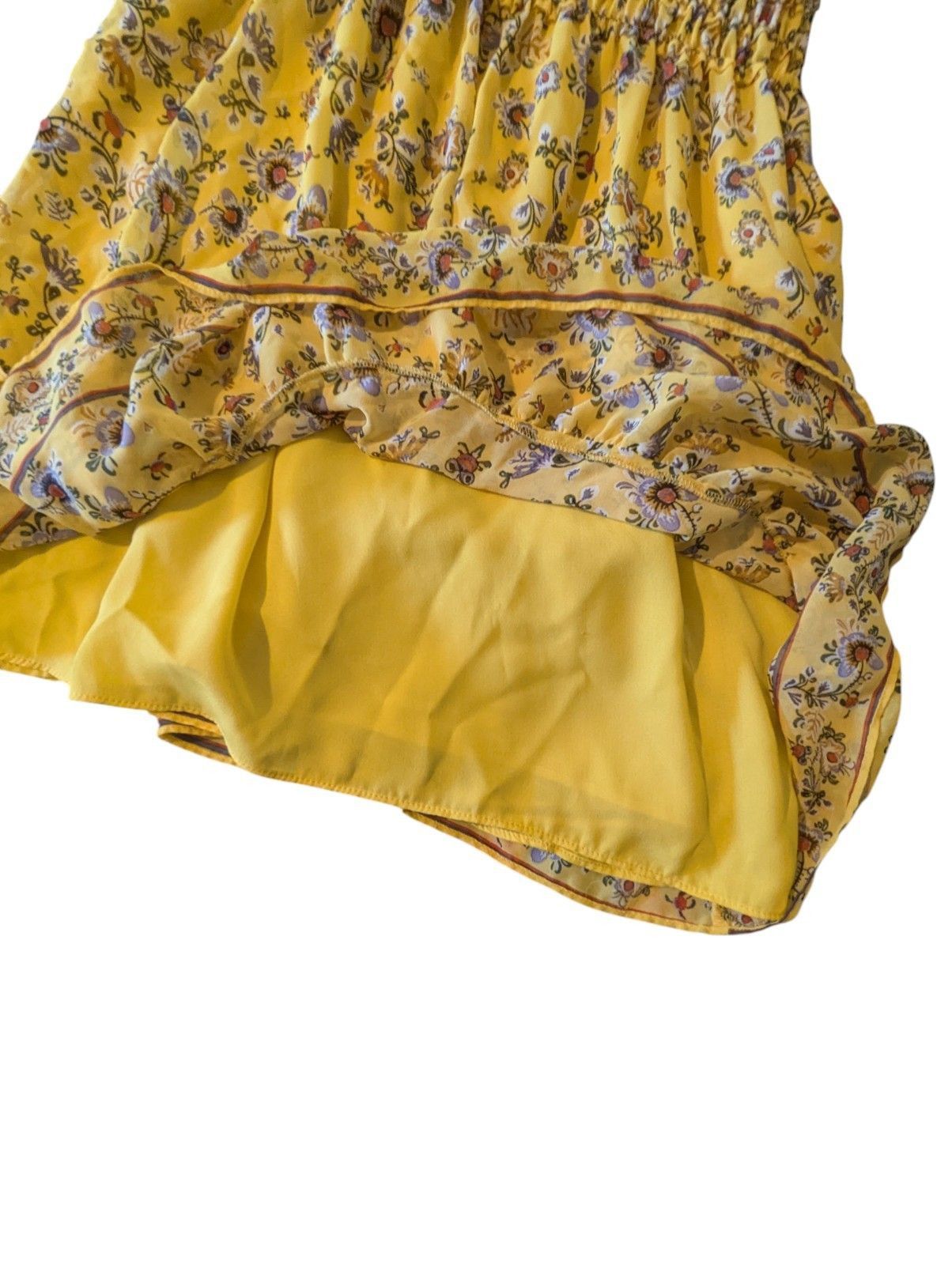 Other Max Studio VNeck Smocked Lined Dress Yellow Floral Chiffon S Size S / US 4 / IT 40 - 6 Thumbnail