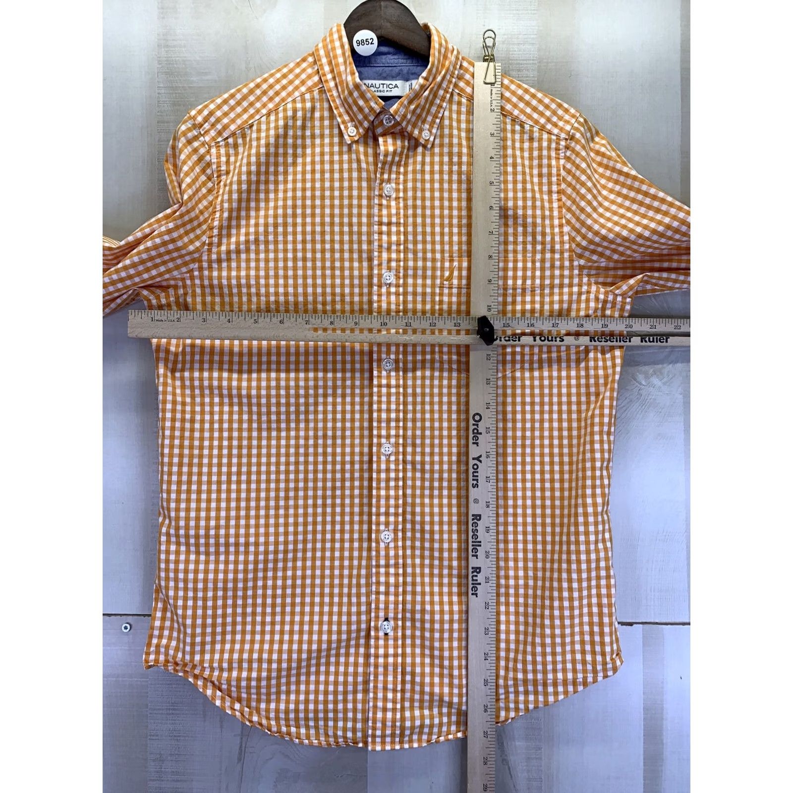 Nautica Nautica Button-Down Shirt Mens XS Classic Fit Organ Gingham Plaid Check Orange Cotton Logo Embroidered Button-Up.Nautica Size US XS / EU 42 / 0 - 5 Thumbnail