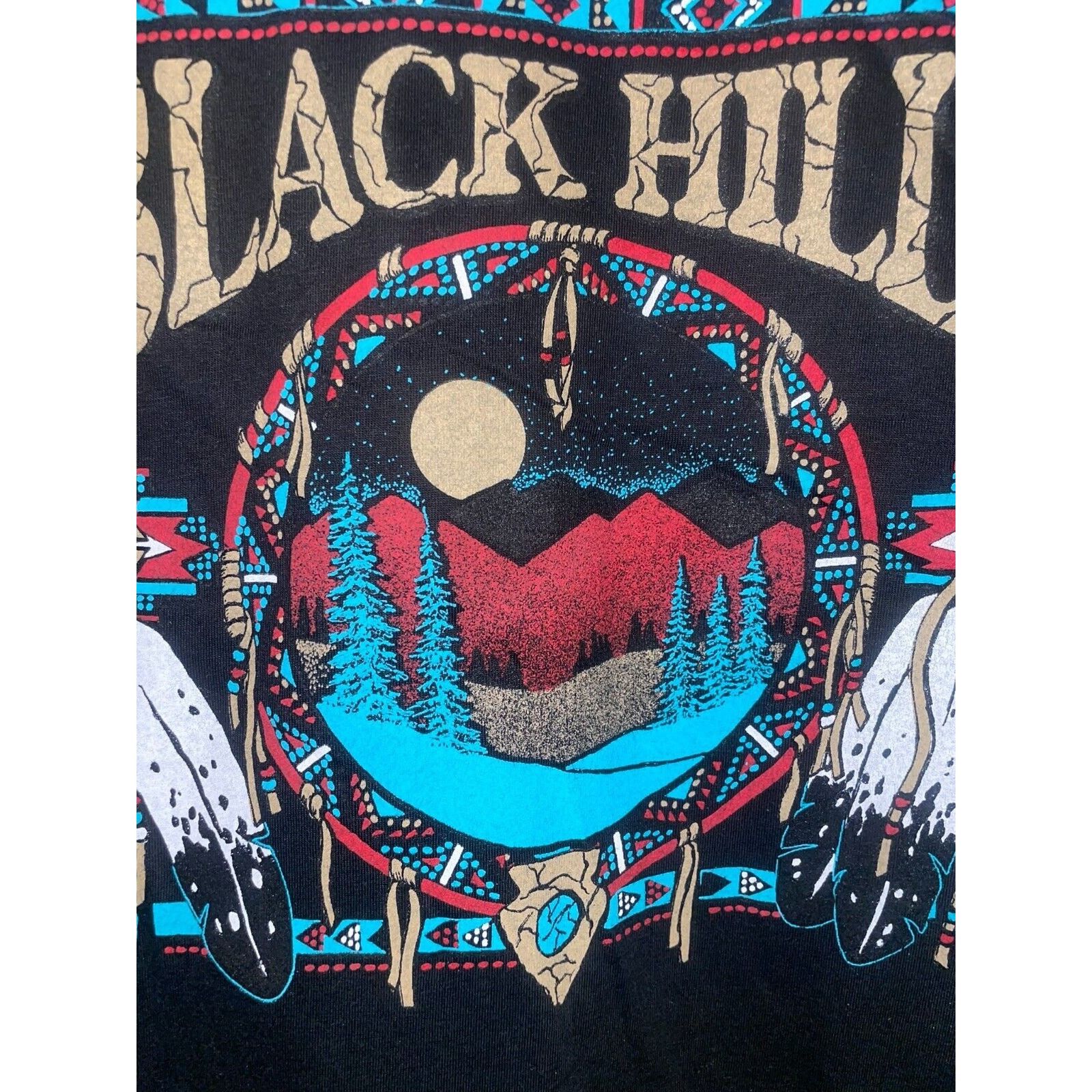 Jerzees Vintage South Dakota Black Hills Native Western Black Shirt Size US L / EU 52-54 / 3 - 2 Thumbnail