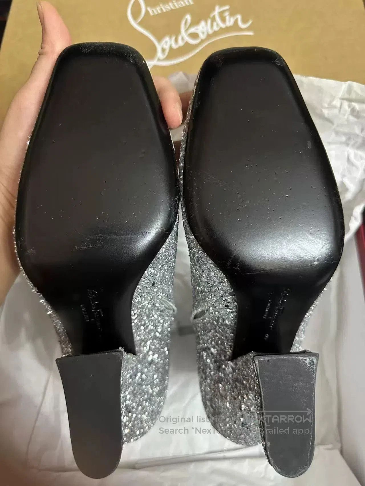 Salvatore Ferragamo Ferragamo Silver Sequined High-Heel Short Boots. Size US 7 / IT 37 - 7 Thumbnail