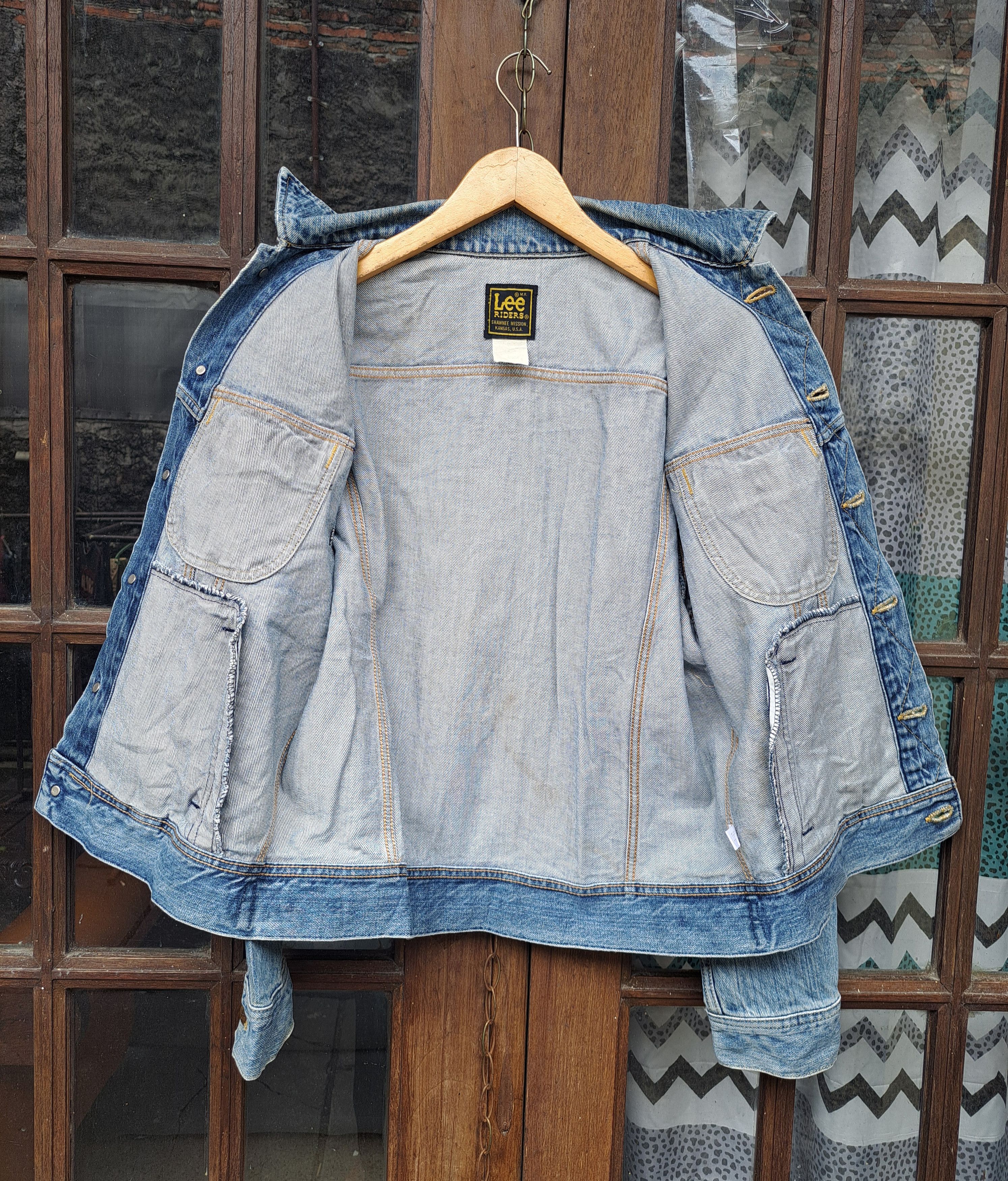 Lee × Vintage 70s 80s LEE Riders Shawnee Mission Kansas Usa Denim Jacket Size US L / EU 52-54 / 3 - 6 Thumbnail