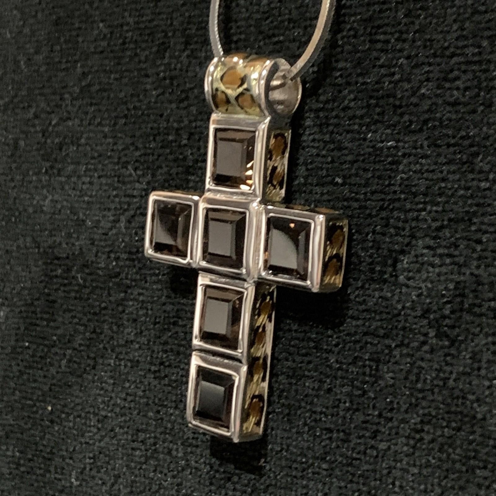 Signal Sport SIGAL 925, Smoky Quartz Cross & Italian Square Snake Chain Size ONE SIZE - 4 Thumbnail
