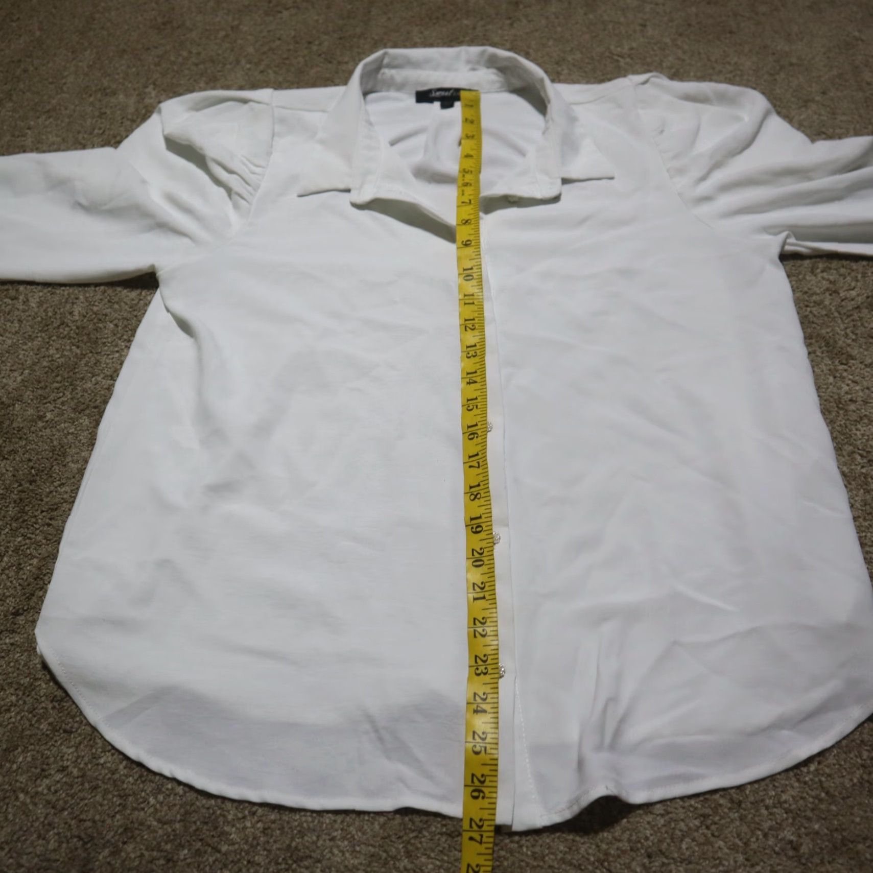 Vintage Sweet Rain Button Up Shirt Solid White 3/4 Sleeve Square Shoulder Womens L Large Size L / US 10 / IT 46 - 6 Thumbnail