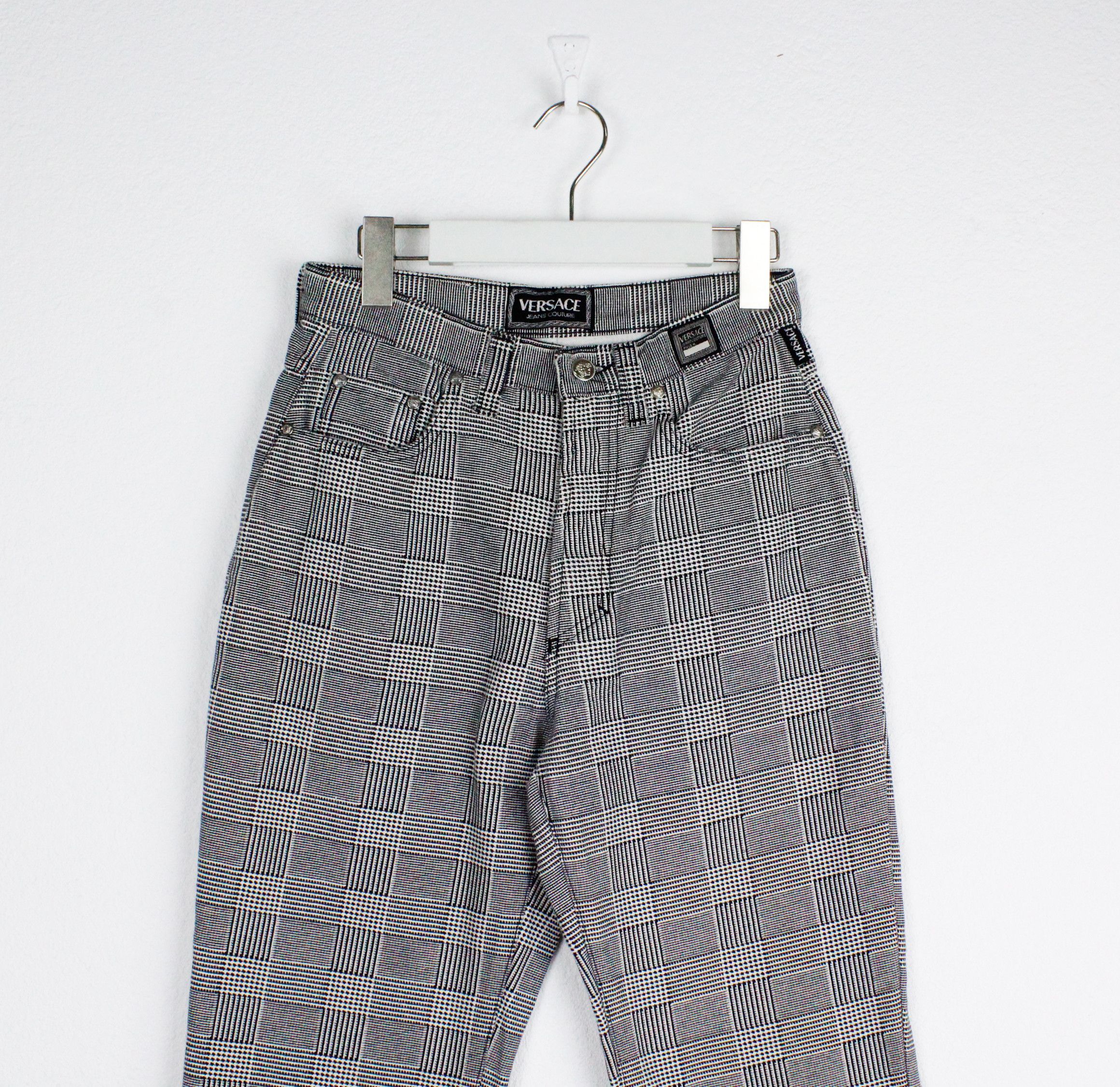 Versace Jeans Couture × Vintage Versace Jeans Couture Houndstooth Check Baroque Pants Size 29" - 2 Thumbnail