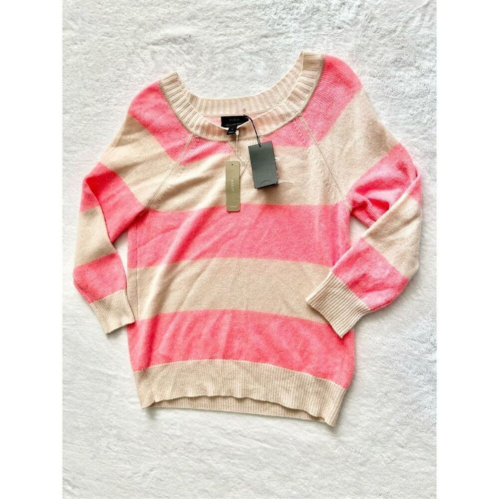 J.Crew J crew hot pink Italian cashmere striped sweater size XS NWT Size XS / US 0-2 / IT 36-38 - 2 Thumbnail