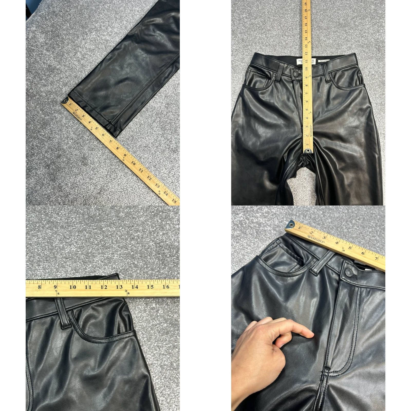 Abercrombie & Fitch Abercrombie & Fitch Curve Love Pants Womens 26 Black Leather 90s Straight Pants Womens 26 Black 90s Classic Modern Mens Womens Girls Boys Size 26" / US 2 / IT 38 - 8 Thumbnail