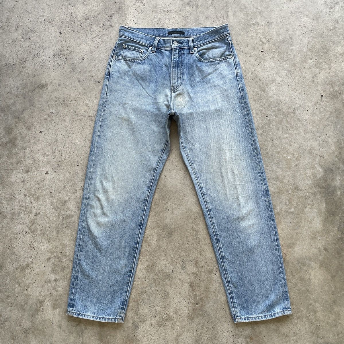 image of W32 Vintage Japanese Faded Wash Jeans Denim Pants in Faded Blue, Men's