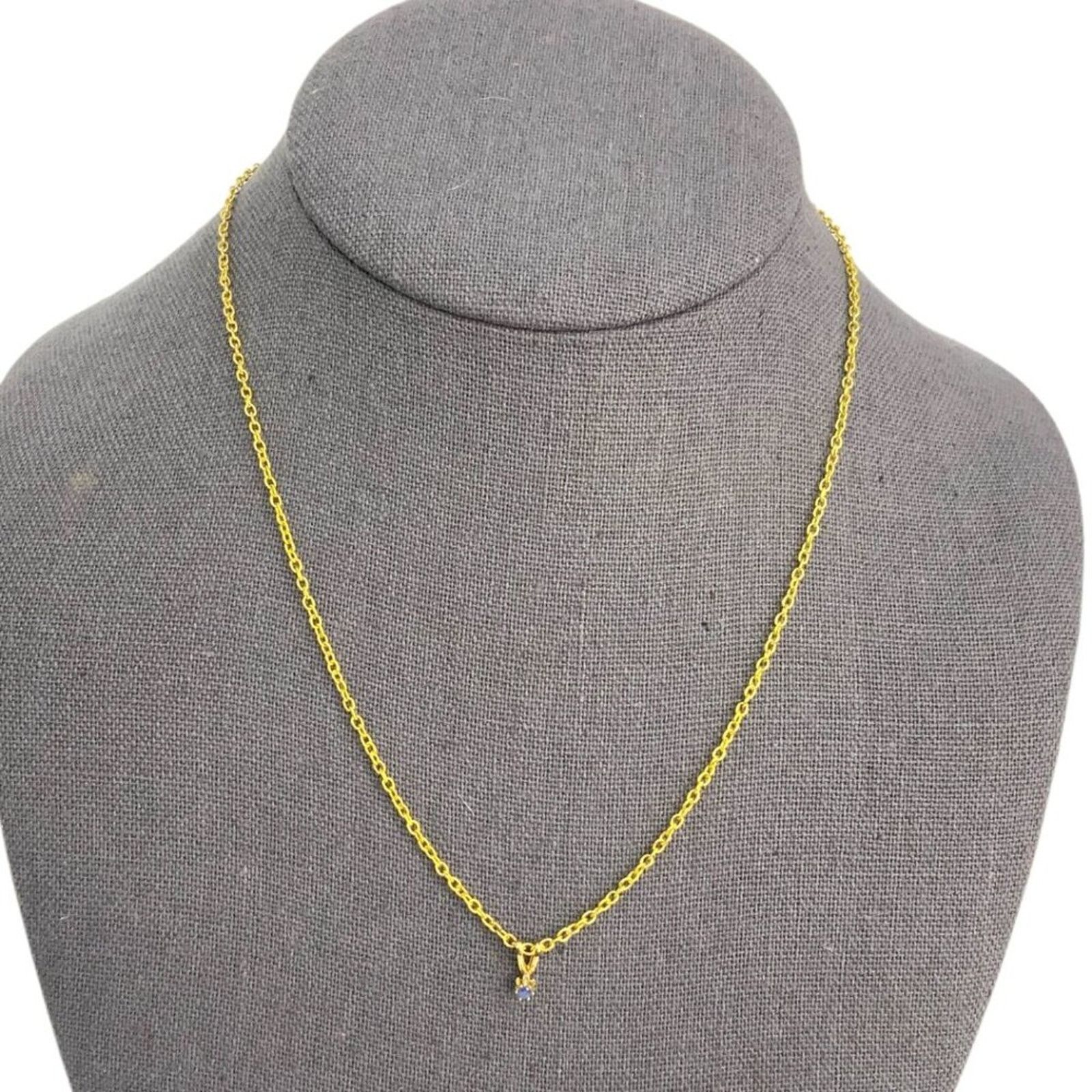 Other Delicate Gold Tone Blue Stone Charm Necklace Size ONE SIZE - 1 Thumbnail
