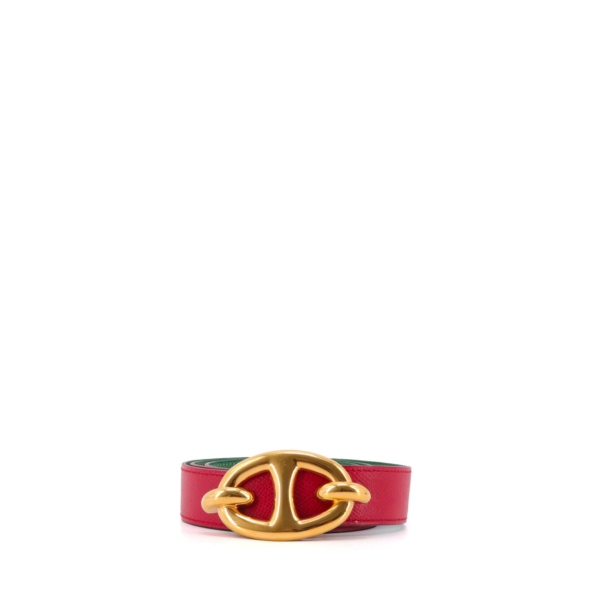 Hermes HERMÈS - Hermès Chaine d'Ancre belt in fuchsia and green epsom leather (T78) Size ONE SIZE - 1 Thumbnail