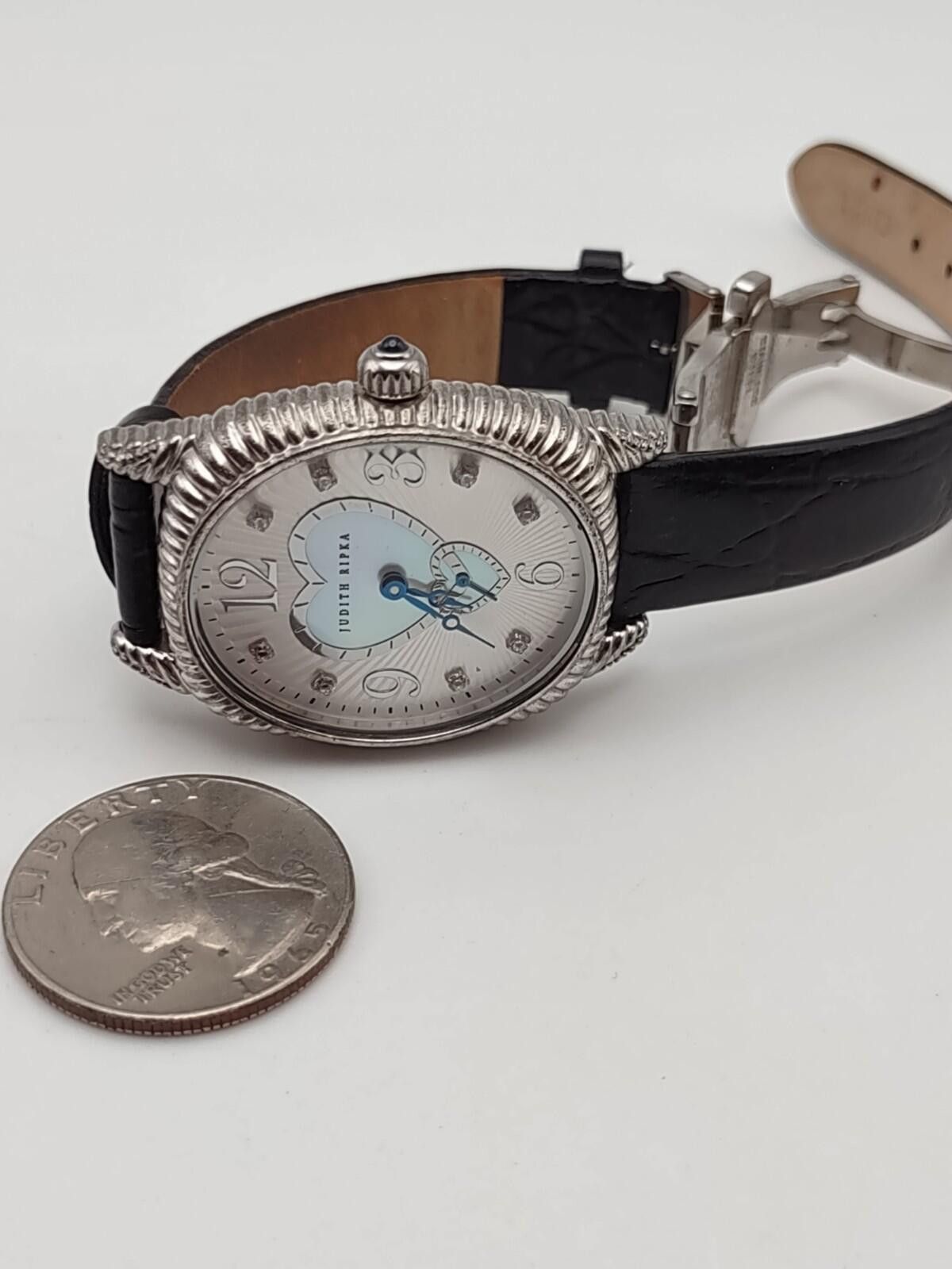 Judith Ripka Sterling Silver Heart Mother of Pearl Watch