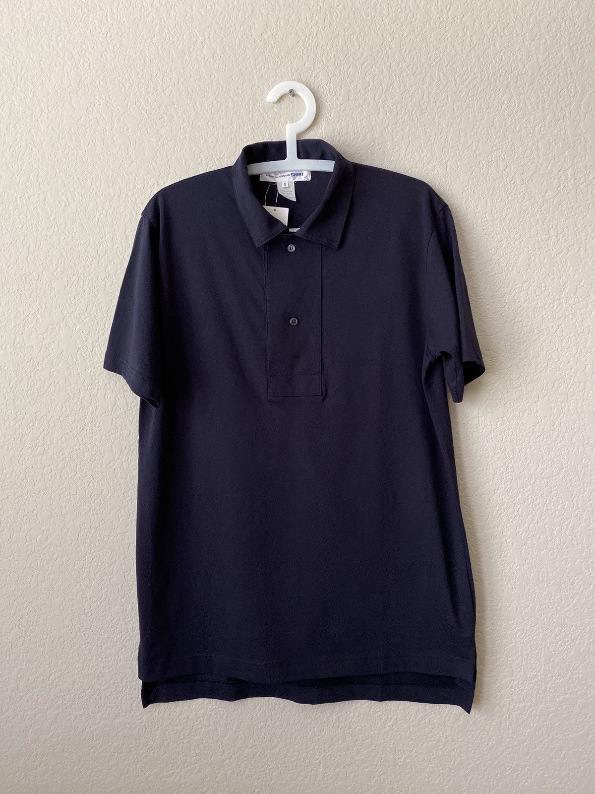 Comme des Garcons SHIRT Comme des Garçons Navy 100% Cotton Oversized Placket Polo Size US XL / EU 56 / 4 - 1 Thumbnail