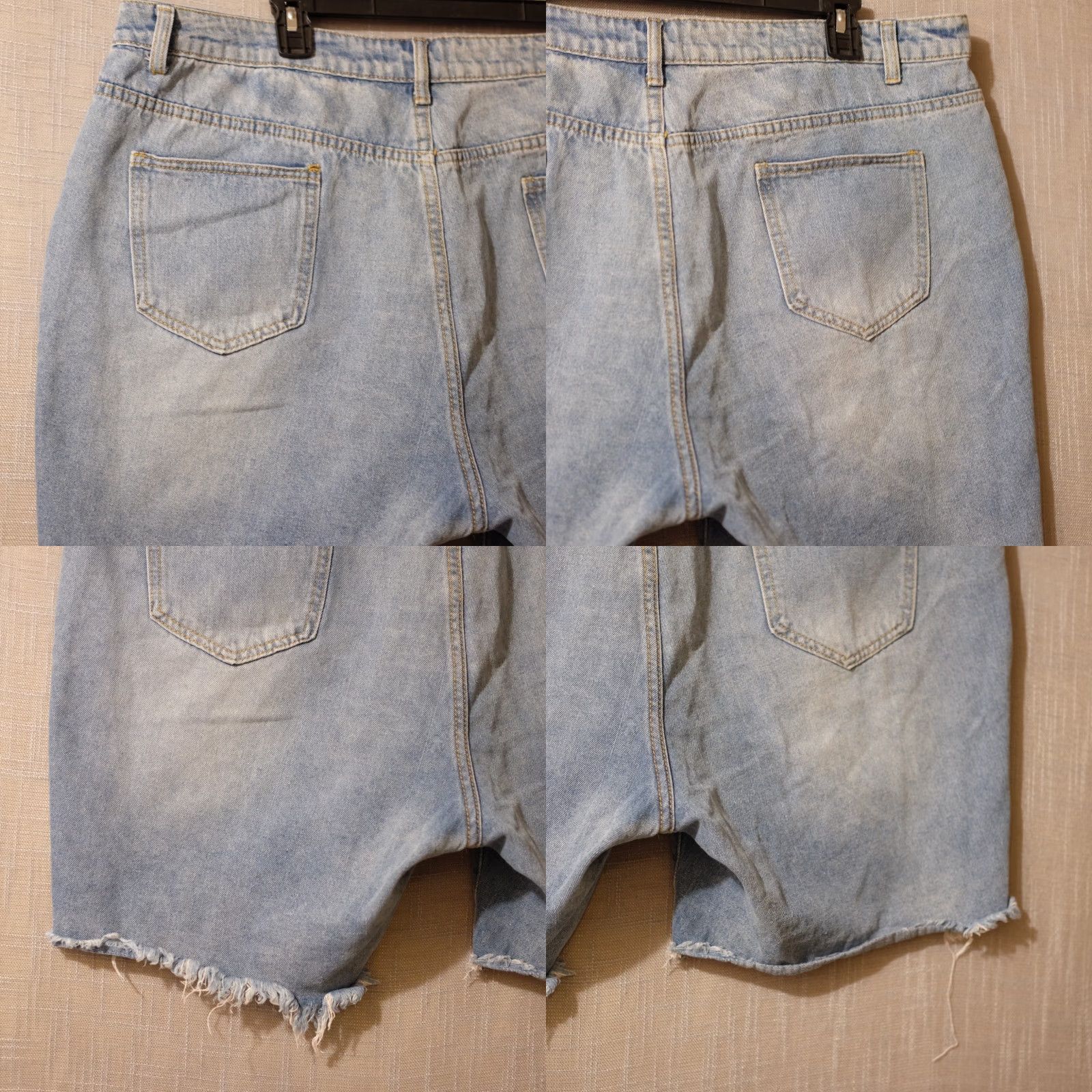 Vintage Bloomchic Distressed Cut Off Blue Denim Shorts Women 2XL Bermuda Denim Shorts Blue 5-Pocket Bohemian Summer Womens Size 40" / US 18 - 8 Thumbnail