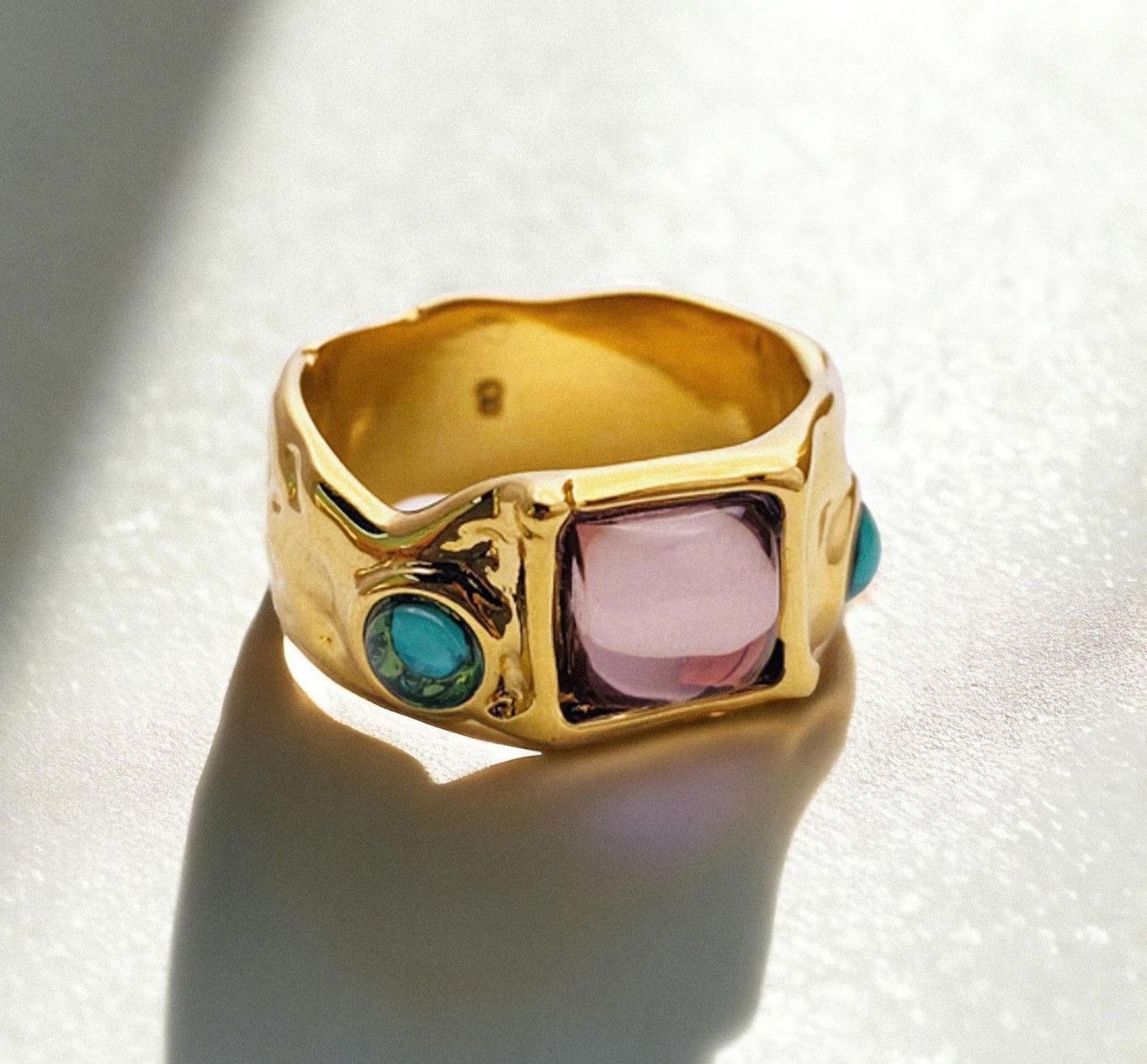 Other Irregular Chunky Ring Gold, Boho Maximalistlist Ring Set Size ONE SIZE - 6 Thumbnail