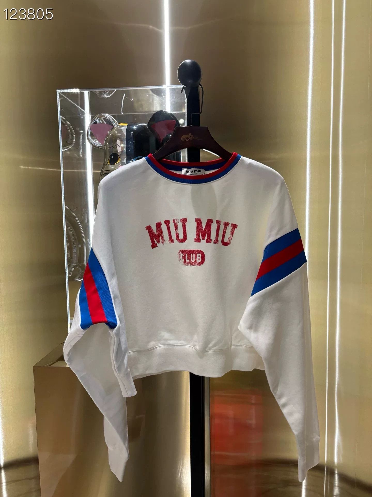 Miu Miu Miu Miu Logo Stripe Knit Cropped Sweatshirt Size L / US 10 / IT 46 - 1 Thumbnail
