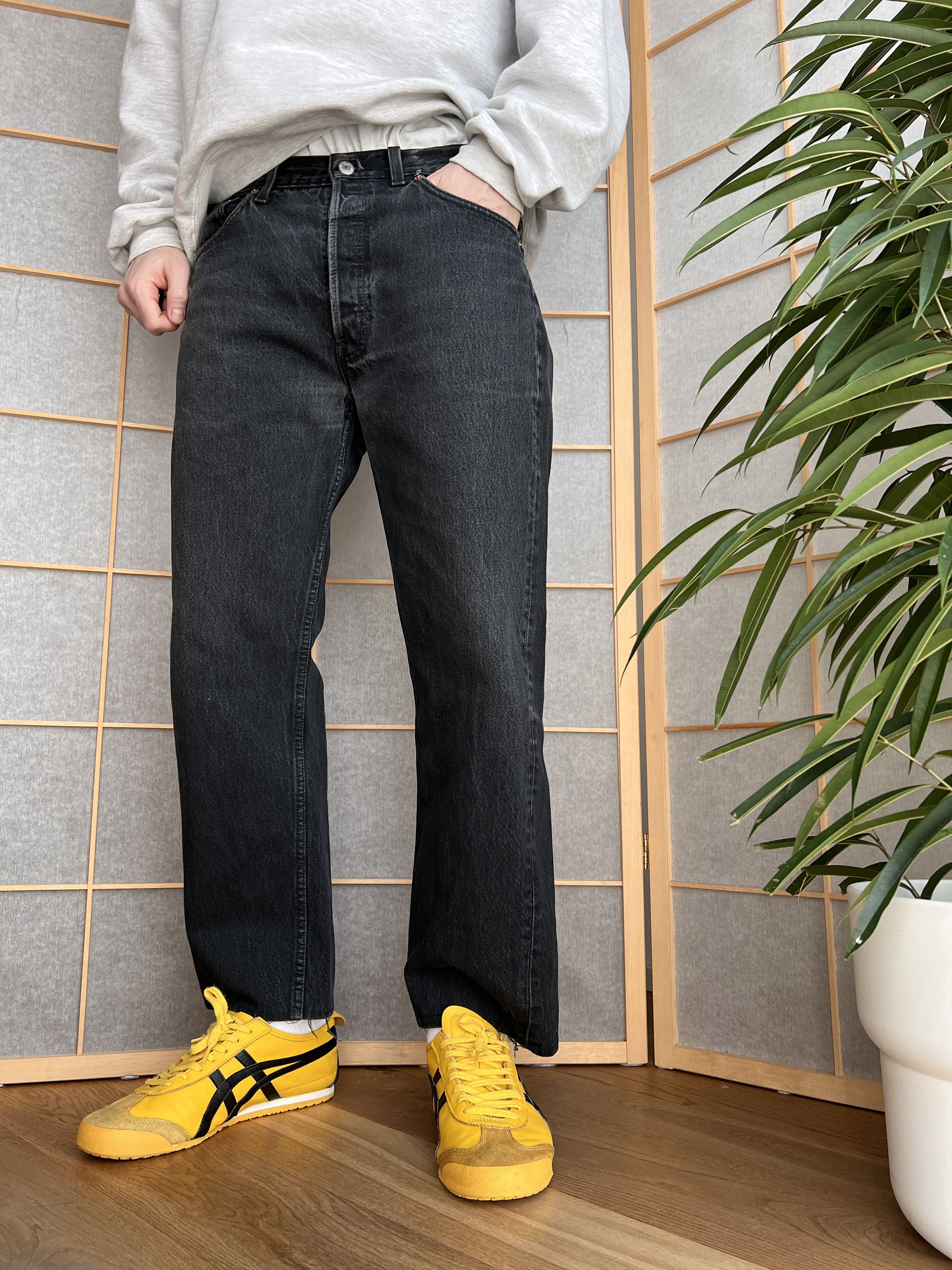 Levi's Levis 501 USA vintage 90s washed black denim jeans cropped Size US 34 / EU 50 - 3 Thumbnail