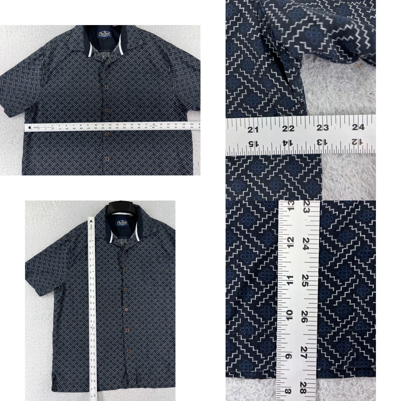 Nat Nast VINTAGE Nat Nast Shirt Adult Large Blue Basketweave 90's Look Silk Button Up Camp Pocket Size US L / EU 52-54 / 3 - 8 Thumbnail