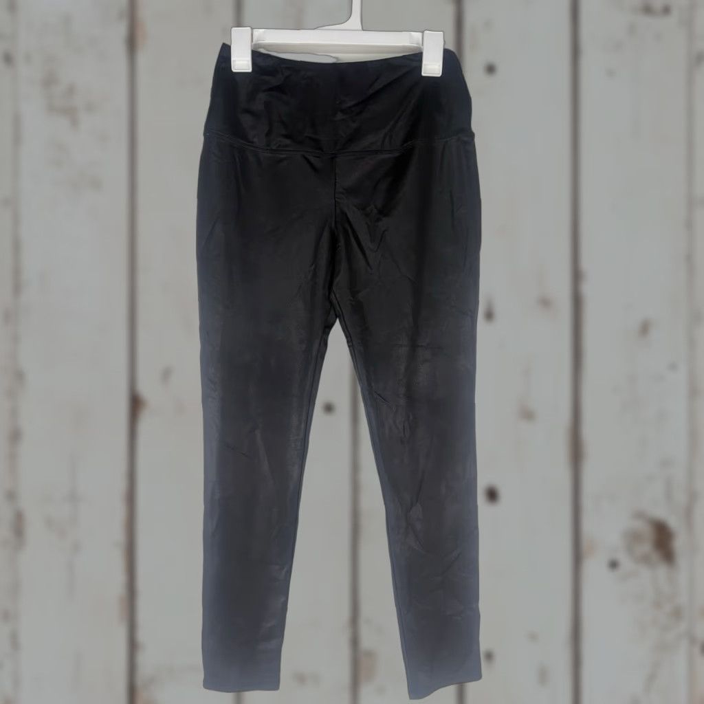 Rachel Zoe Rachel Zoe Women's Shiny Faux Leather Leggings Size M Black Casual Activewear Travel Workwear Size 32" / US 10 / IT 46 - 1 Thumbnail