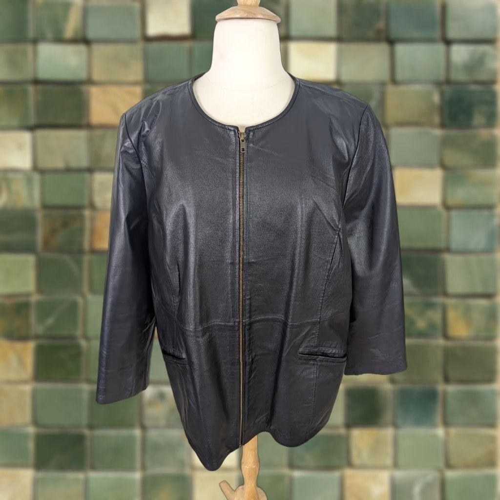 Vintage VINTAGE Leather Jacket Coat Women's 2X Black Moto Bomber Jacket 00s Y2K Maggie Barnes Plus Size Women Size XXL / US 16-18 / IT 52-54 - 1 Thumbnail